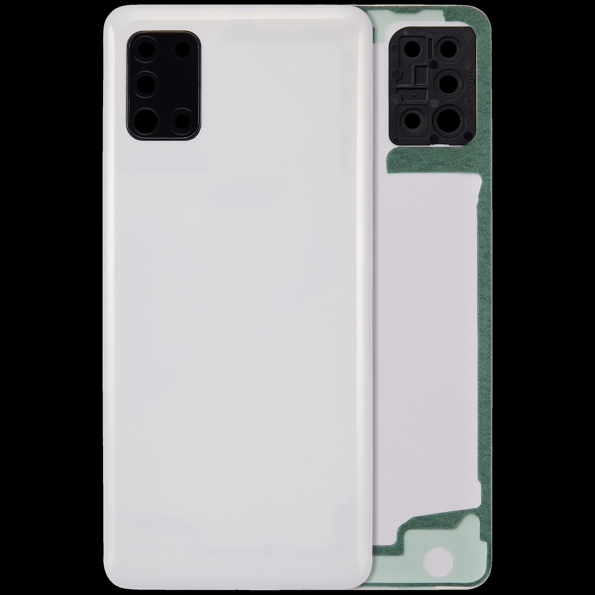 Rückdeckelglas mit Kameraglas für Samsung Galaxy A31 (A315 / 2020) (Aftermarket Plus) (Prism Crush White)