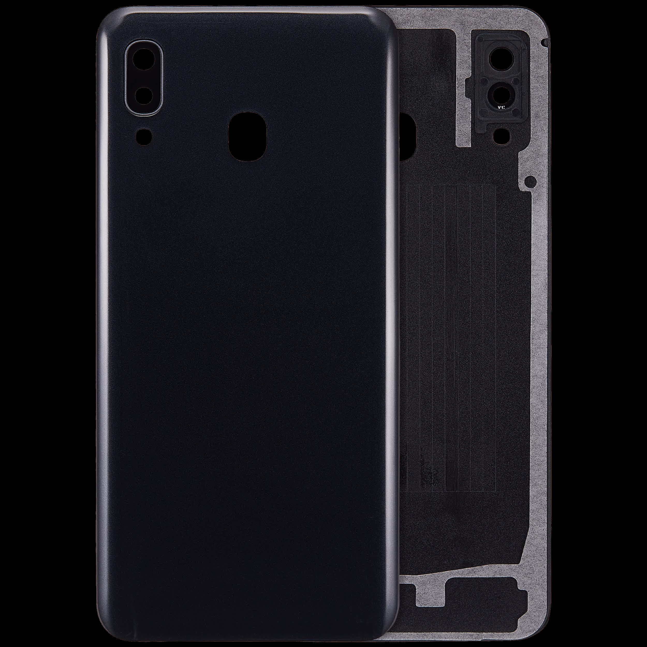 Rückdeckelglas mit Kameraglas für Samsung Galaxy A30 (A305 / 2019) (Aftermarket Plus) (Black (Schwarz))