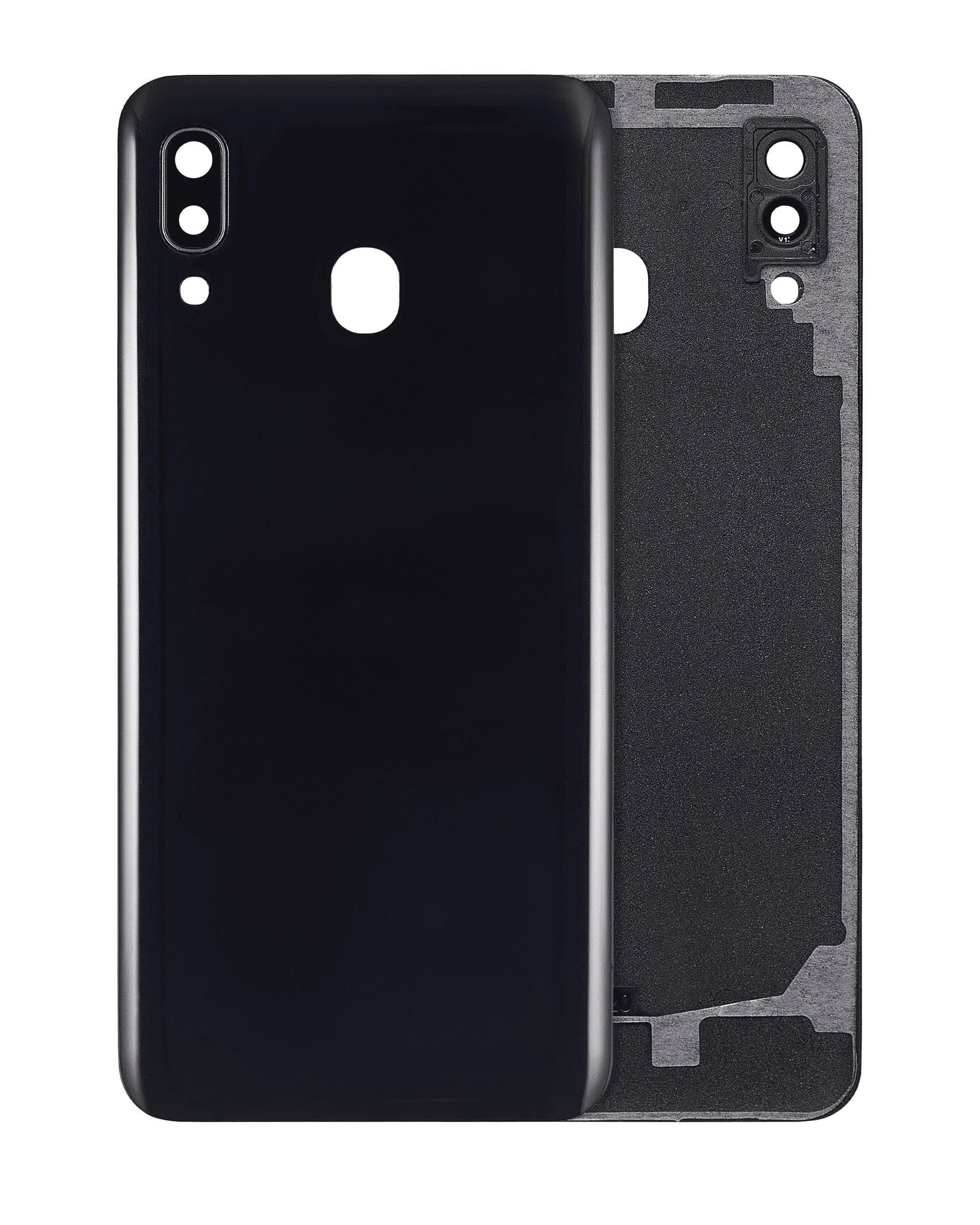Rückdeckelglas mit Kameraglas für Samsung Galaxy A20 (A205 / 2019) (Aftermarket Plus) (Black (Schwarz))