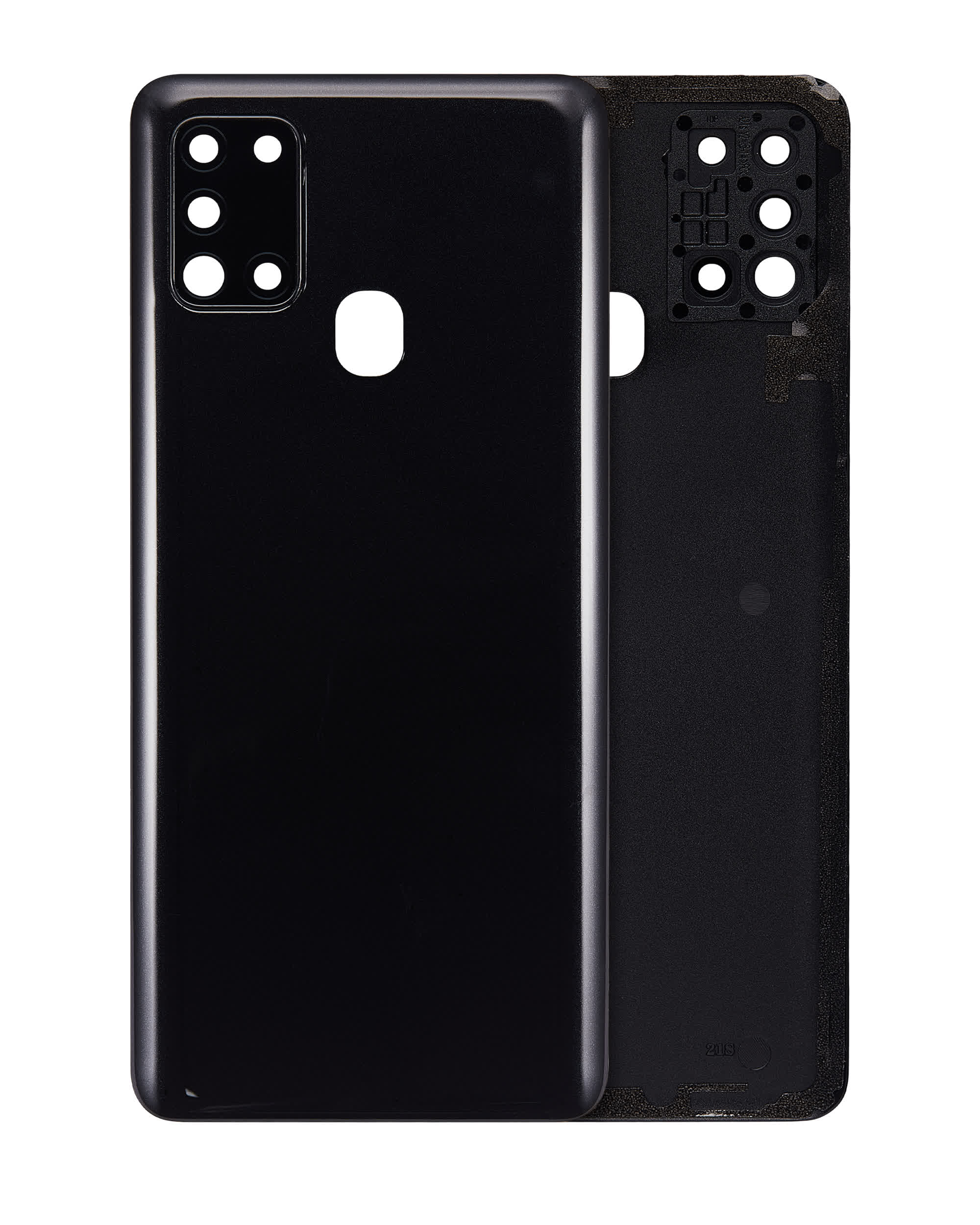 Rückdeckelglas mit Kameraglas für Samsung Galaxy A21S (A217 / 2020) (Aftermarket Plus) (Black (Schwarz))