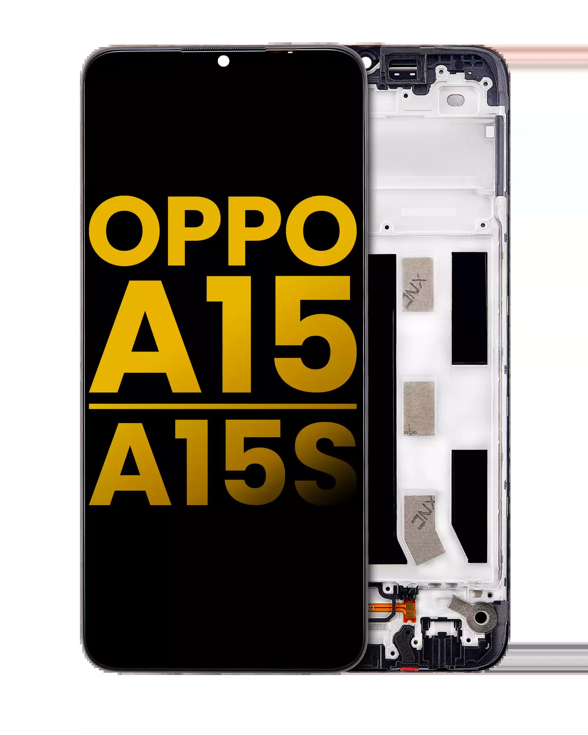 LCD Display mit Rahmen für OPPO A15 / A15S (professionell aufgearbeitet)
