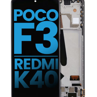 LCD Display mit Rahmen für Xiaomi Poco F3 / Redmi K40 / Redmi K40 Pro (Aftermarket: Incell) (Night Black)