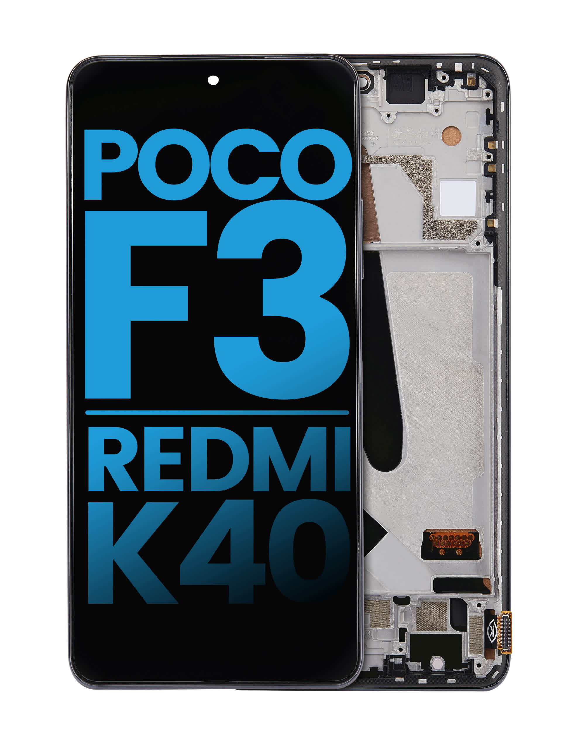 LCD Display mit Rahmen für Xiaomi Poco F3 / Redmi K40 / Redmi K40 Pro (Aftermarket: Incell) (Night Black)