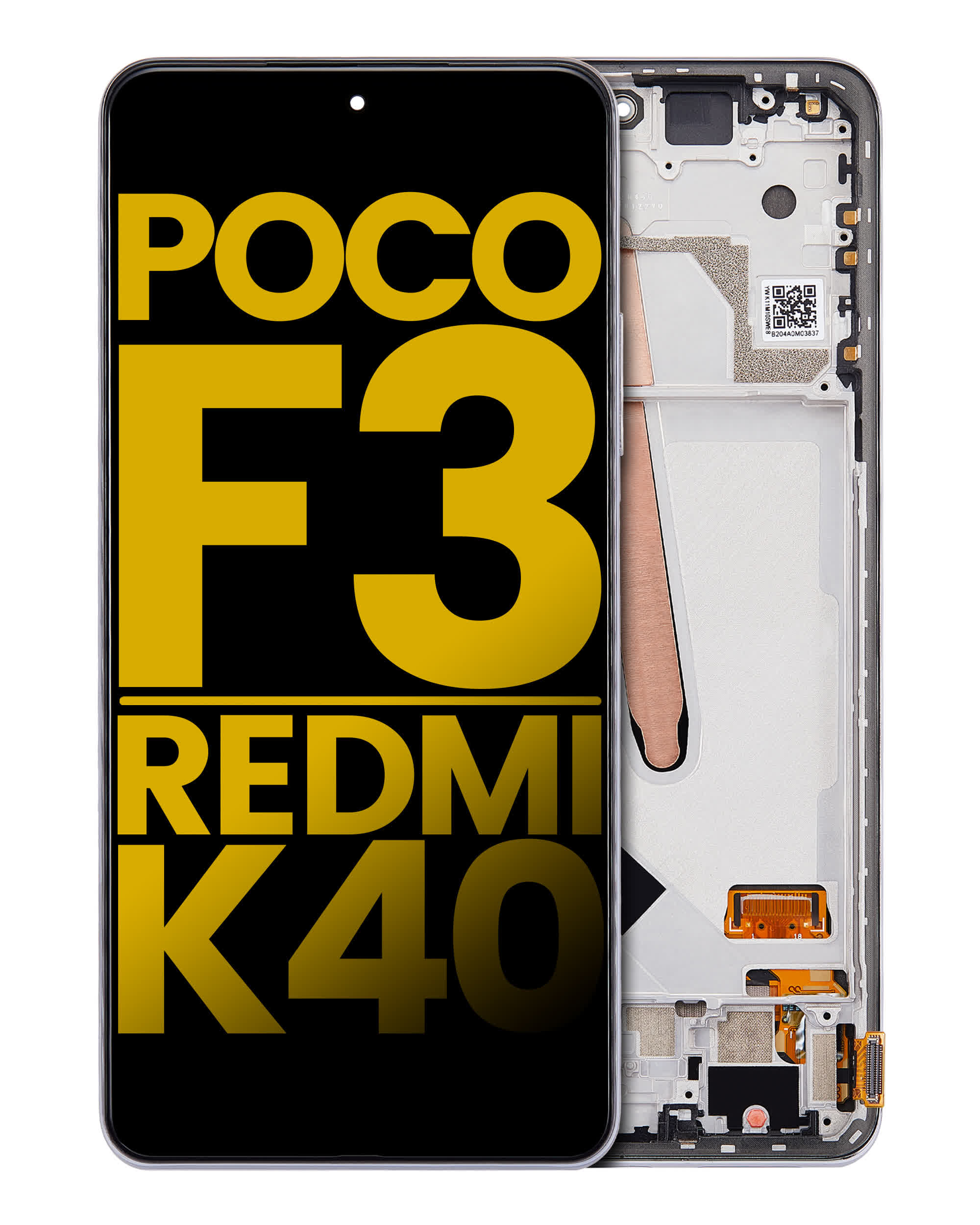 OLED Display mit Rahmen für Xiaomi Poco F3 / Redmi K40 / Redmi K40 Pro (professionell aufgearbeitet) (Arctic White)