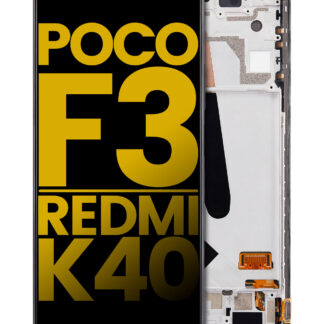 OLED Display mit Rahmen für Xiaomi Poco F3 / Redmi K40 / Redmi K40 Pro (professionell aufgearbeitet) (Night Black)