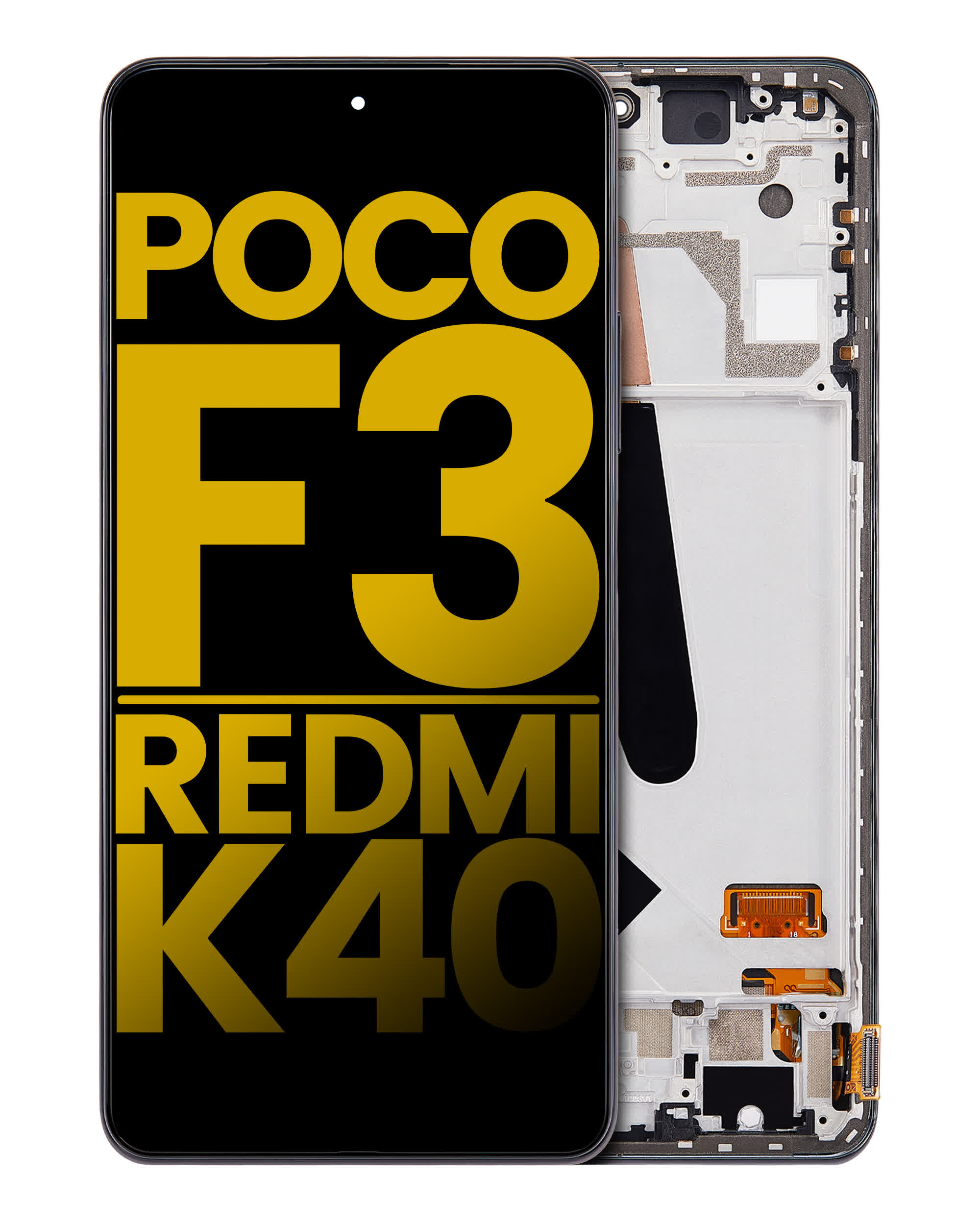 OLED Display mit Rahmen für Xiaomi Poco F3 / Redmi K40 / Redmi K40 Pro (professionell aufgearbeitet) (Night Black)