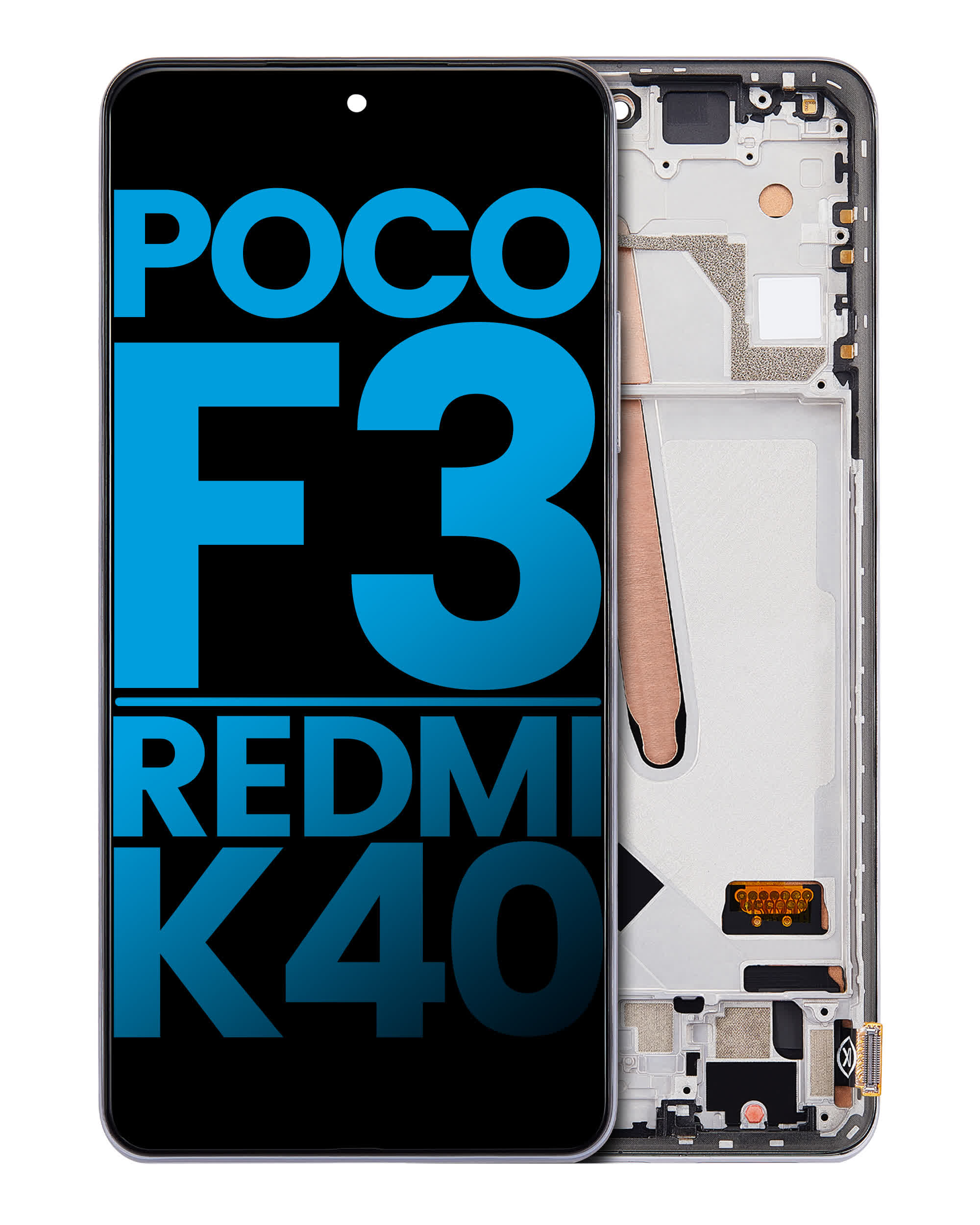 LCD Display mit Rahmen für Xiaomi Poco F3 / Redmi K40 / Redmi K40 Pro (Aftermarket: Incell) (Arctic White)