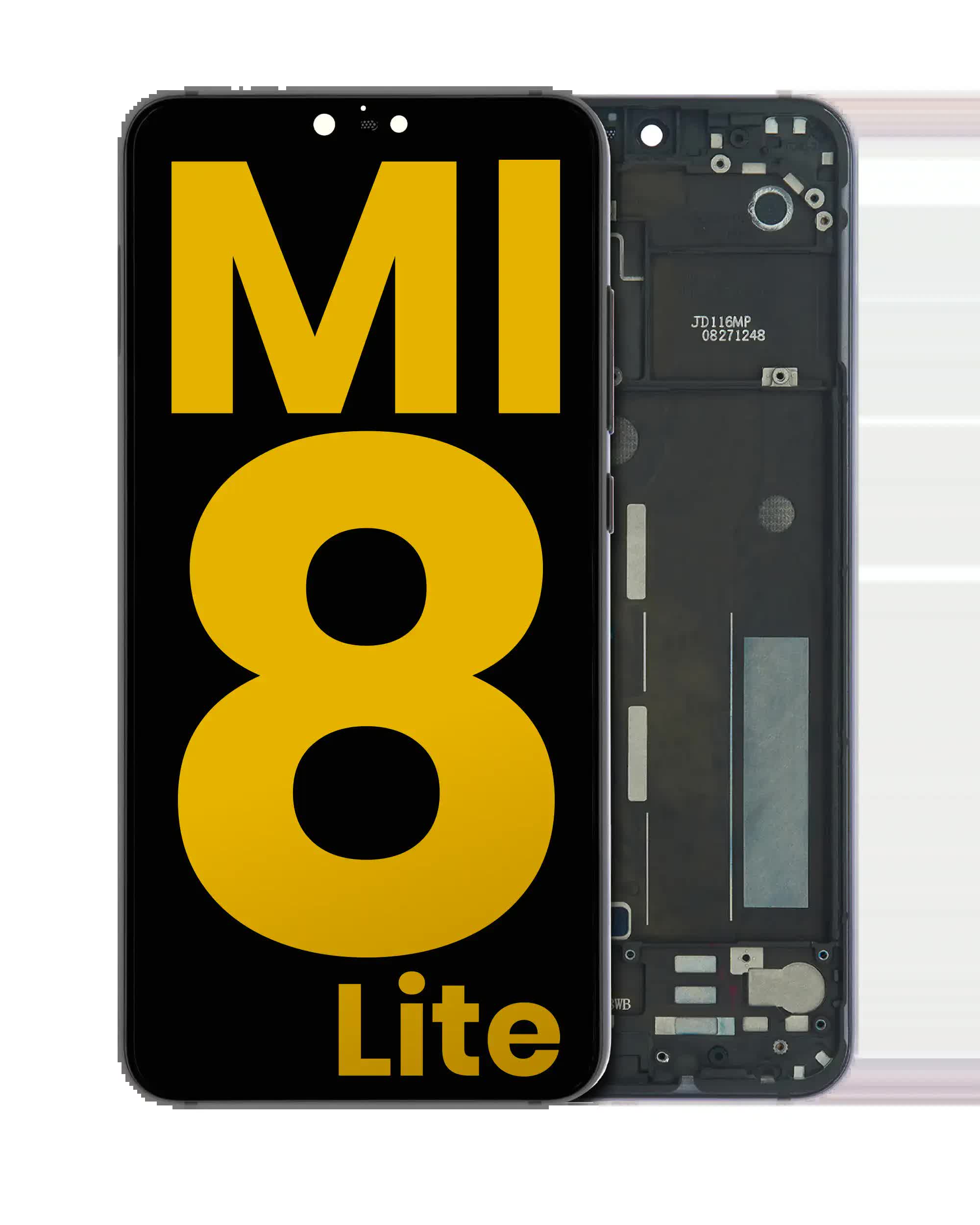 LCD Display mit Rahmen für Xiaomi Mi 8 Lite (professionell aufgearbeitet) (Midnight Black (Schwarz))