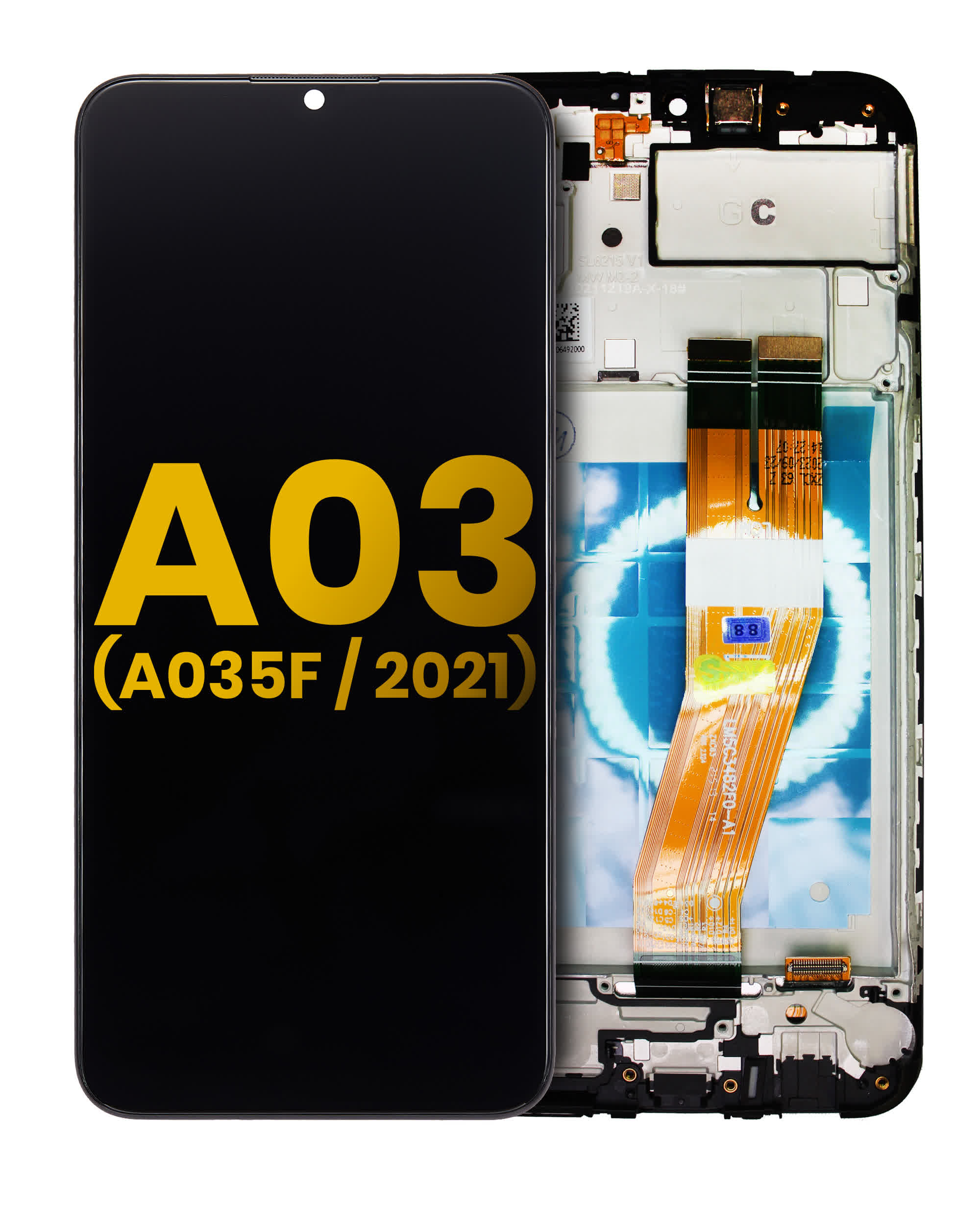 LCD Display mit Rahmen für Samsung Galaxy A03 (A035F / 2021) (International Version) (professionell aufgearbeitet)