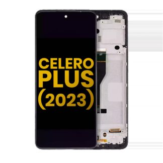 LCD Display mit Rahmen für Boost Mobile Celero 5G Plus (2023) (professionell aufgearbeitet)