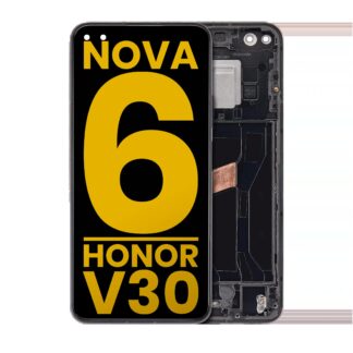 LCD Display mit Rahmen für Huawei Nova 6 5G / Honor V30 (professionell aufgearbeitet) (Black (Schwarz))