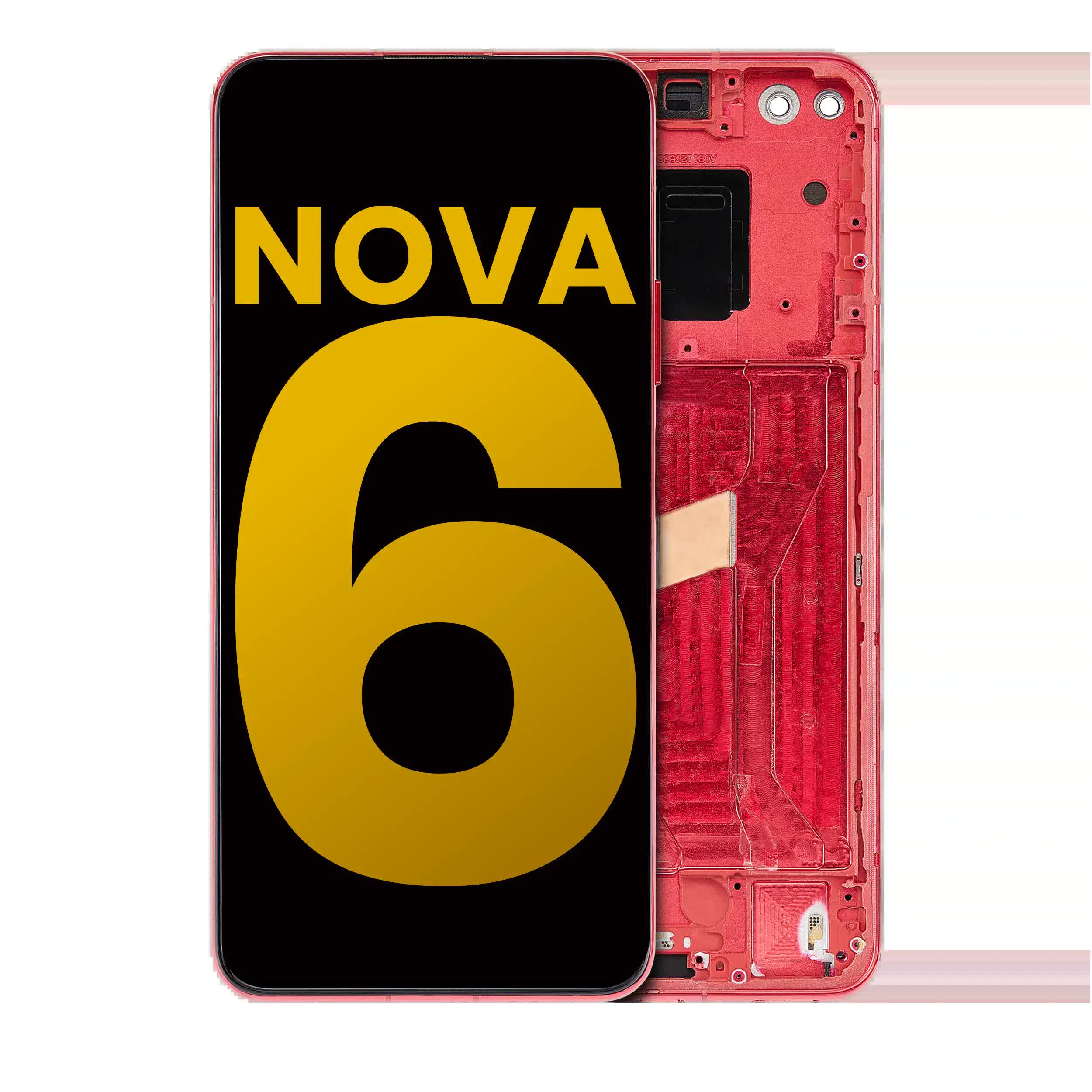 LCD Display mit Rahmen für Huawei Nova 6 5G (professionell aufgearbeitet) (Red (Rot))