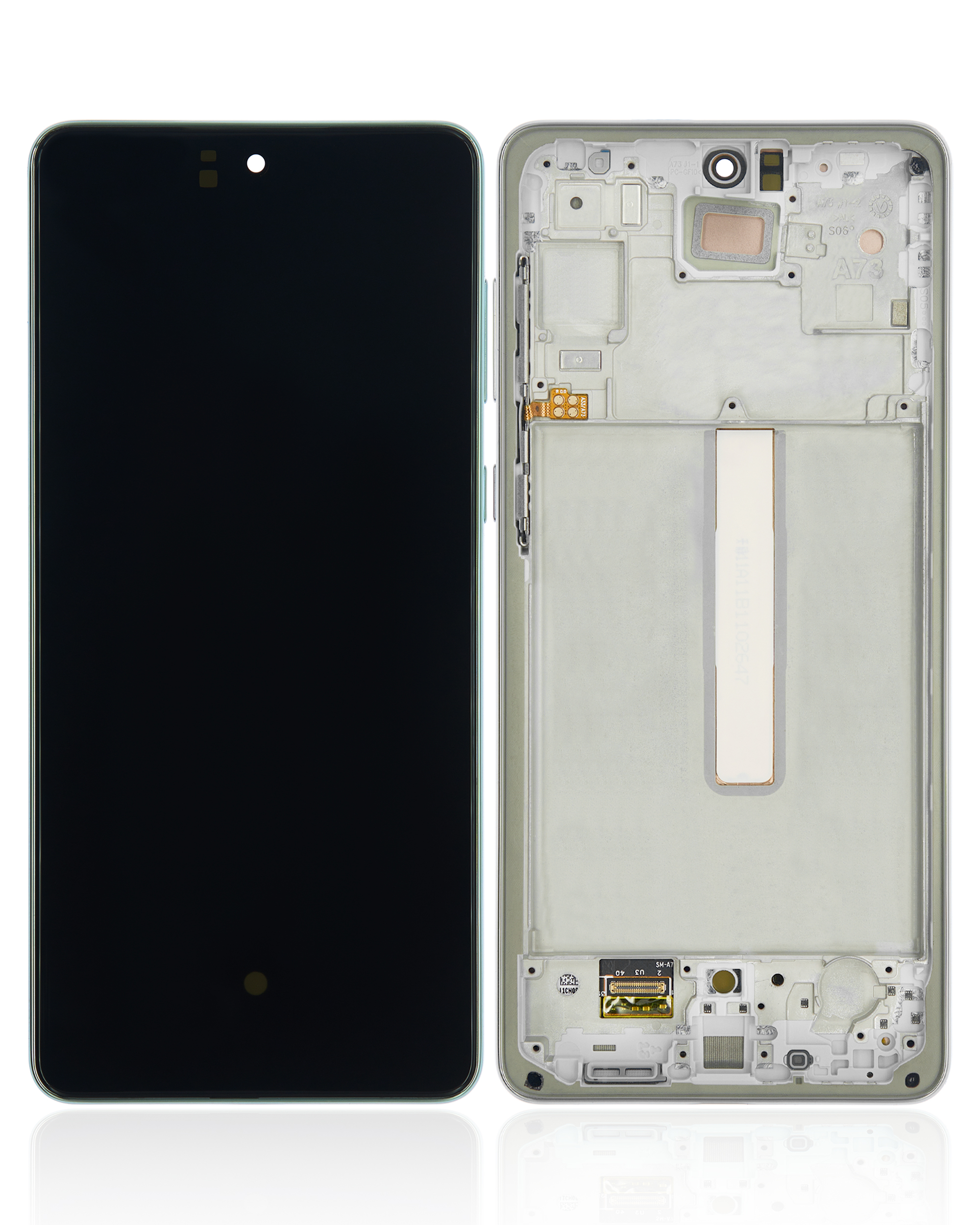 OLED Display mit Rahmen für Samsung Galaxy A73 (A735 / 2022) (professionell aufgearbeitet) (Mint) – Bild 2