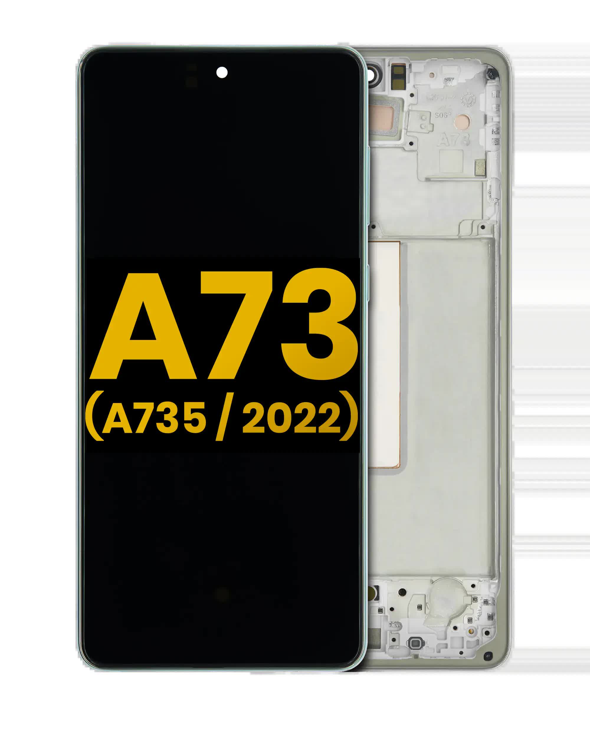 OLED Display mit Rahmen für Samsung Galaxy A73 (A735 / 2022) (professionell aufgearbeitet) (Mint)