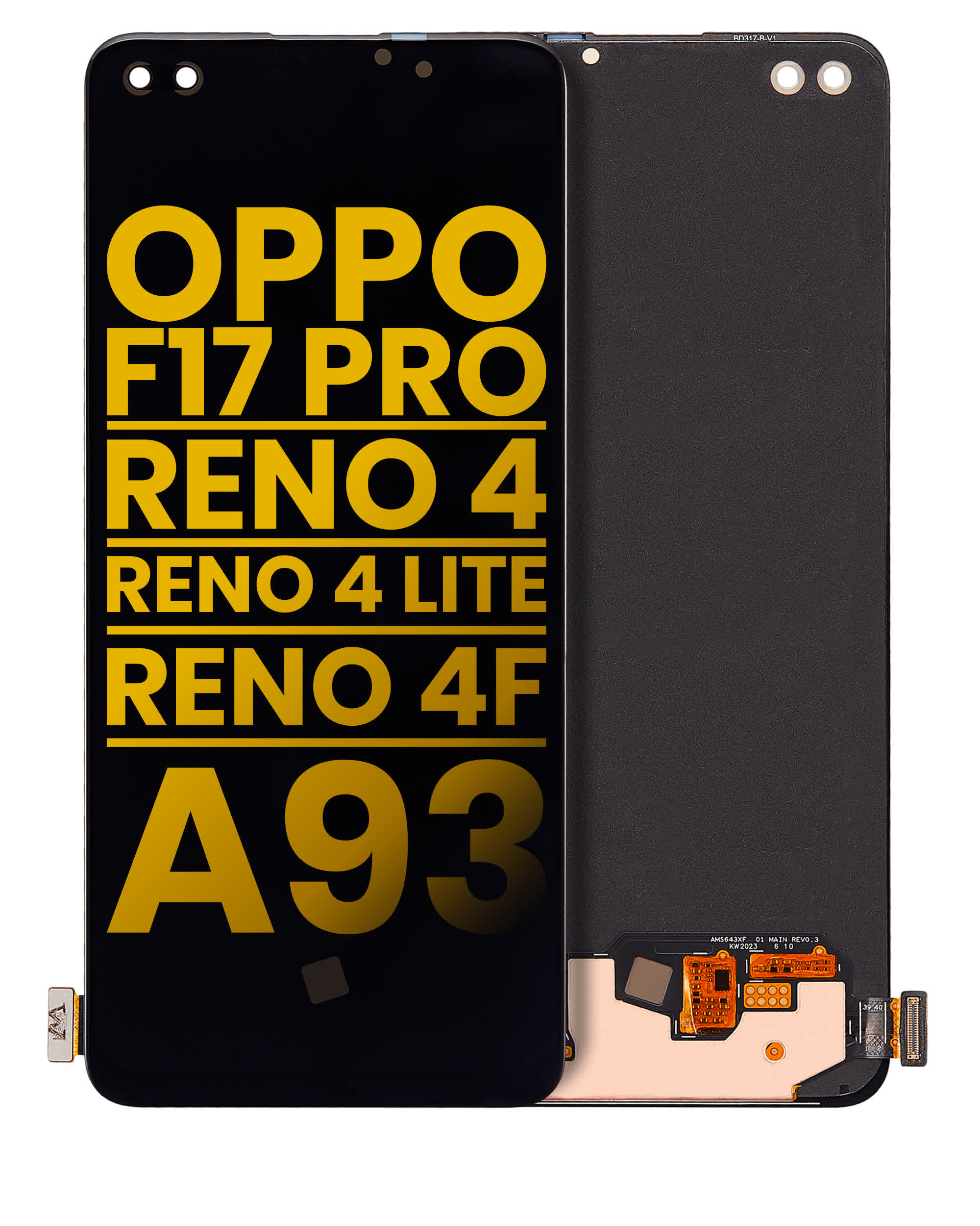OLED Display ohne Rahmen für OPPO F17 Pro / Reno 4 / Reno 4 Lite / Reno 4F / A93 (professionell aufgearbeitet)