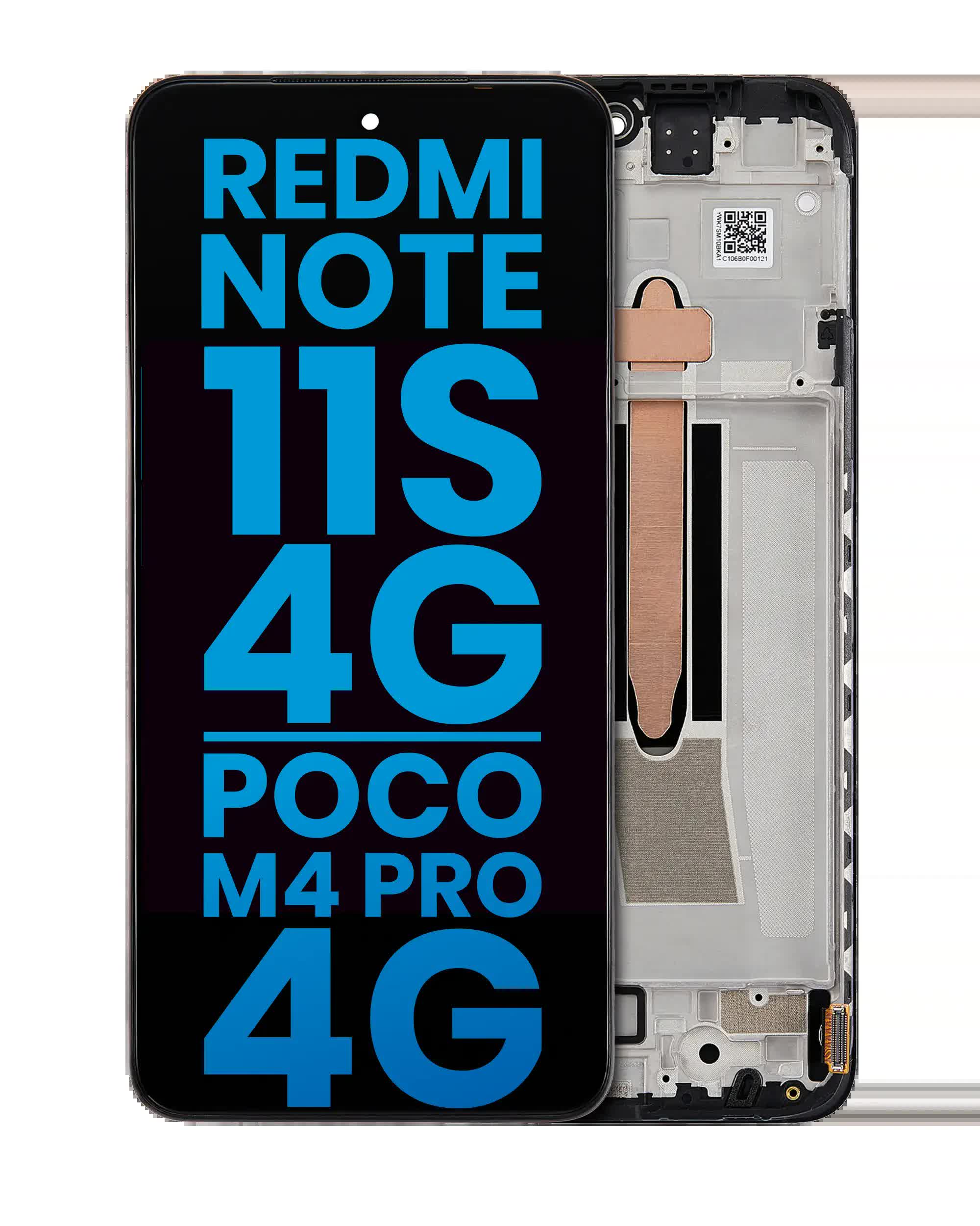 LCD Display mit Rahmen für Xiaomi Redmi Note 11S 4G / Poco M4 Pro 4G (Aftermarket: Incel)