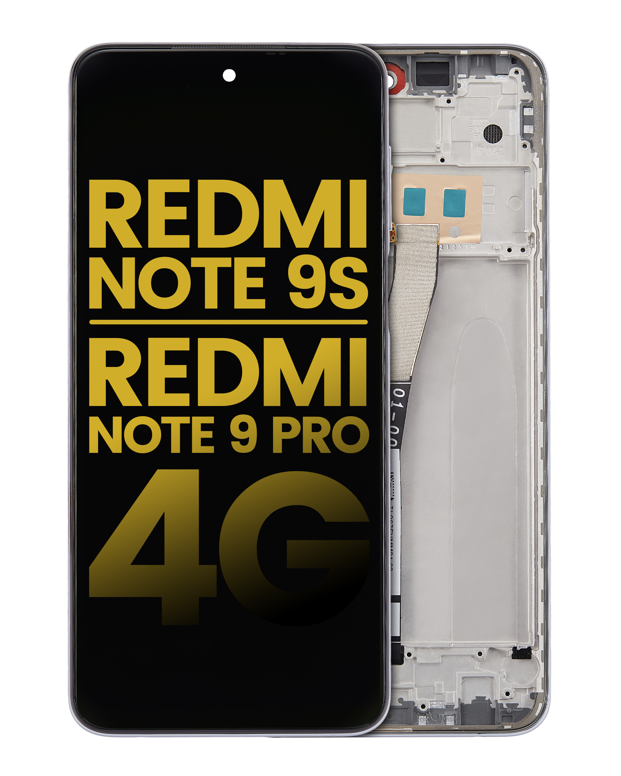 LCD Display mit Rahmen für Xiaomi Redmi Note 9S / Redmi Note 9 Pro 4G (Aftermarket Plus) (Glacier White) – Bild 2
