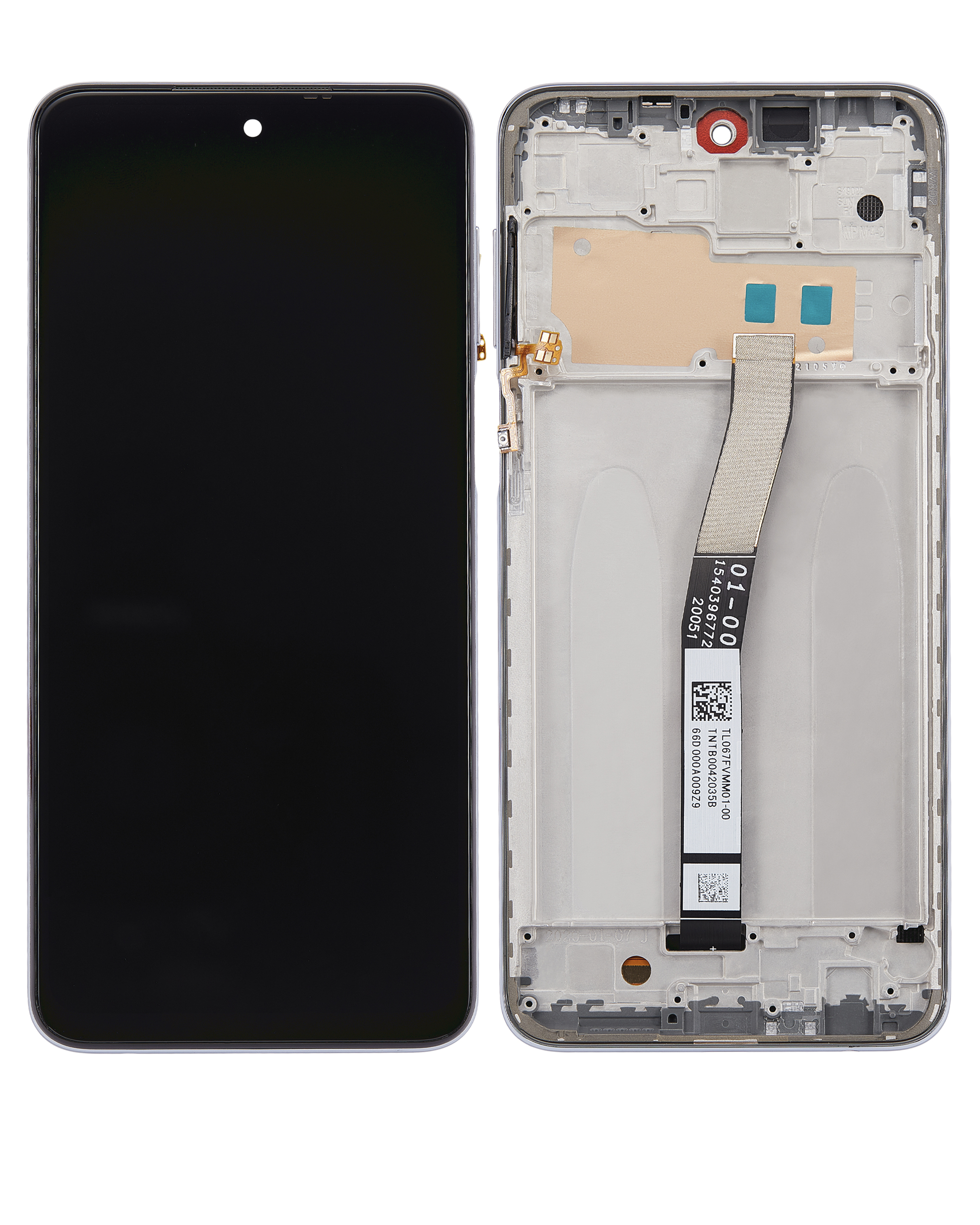 LCD Display mit Rahmen für Xiaomi Redmi Note 9S / Redmi Note 9 Pro 4G (Aftermarket Plus) (Glacier White) – Bild 3