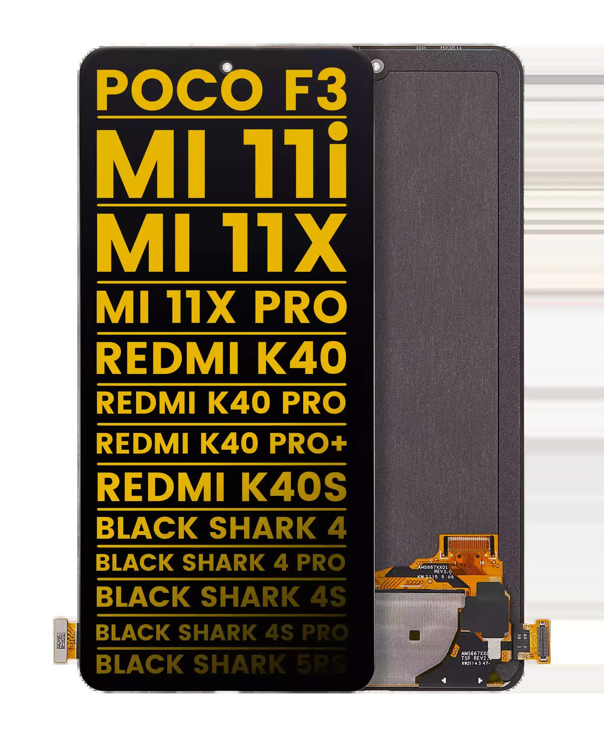 OLED Display ohne Rahmen für Xiaomi Poco F3 / Poco F4 / MI 11i / MI 11X / MI 11X Pro / Redmi K40 / K40 Pro / K40 Pro+ / K40S / Black Shark 4 / Blac
