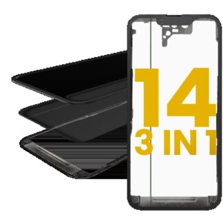 3 in 1 (Glas mit OCA vormontiert + Rahmen) für iPhone 14 (OCA Master)