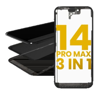 3 in 1 (Glas mit OCA vormontiert + Rahmen) für iPhone 14 Pro Max (OCA Master)