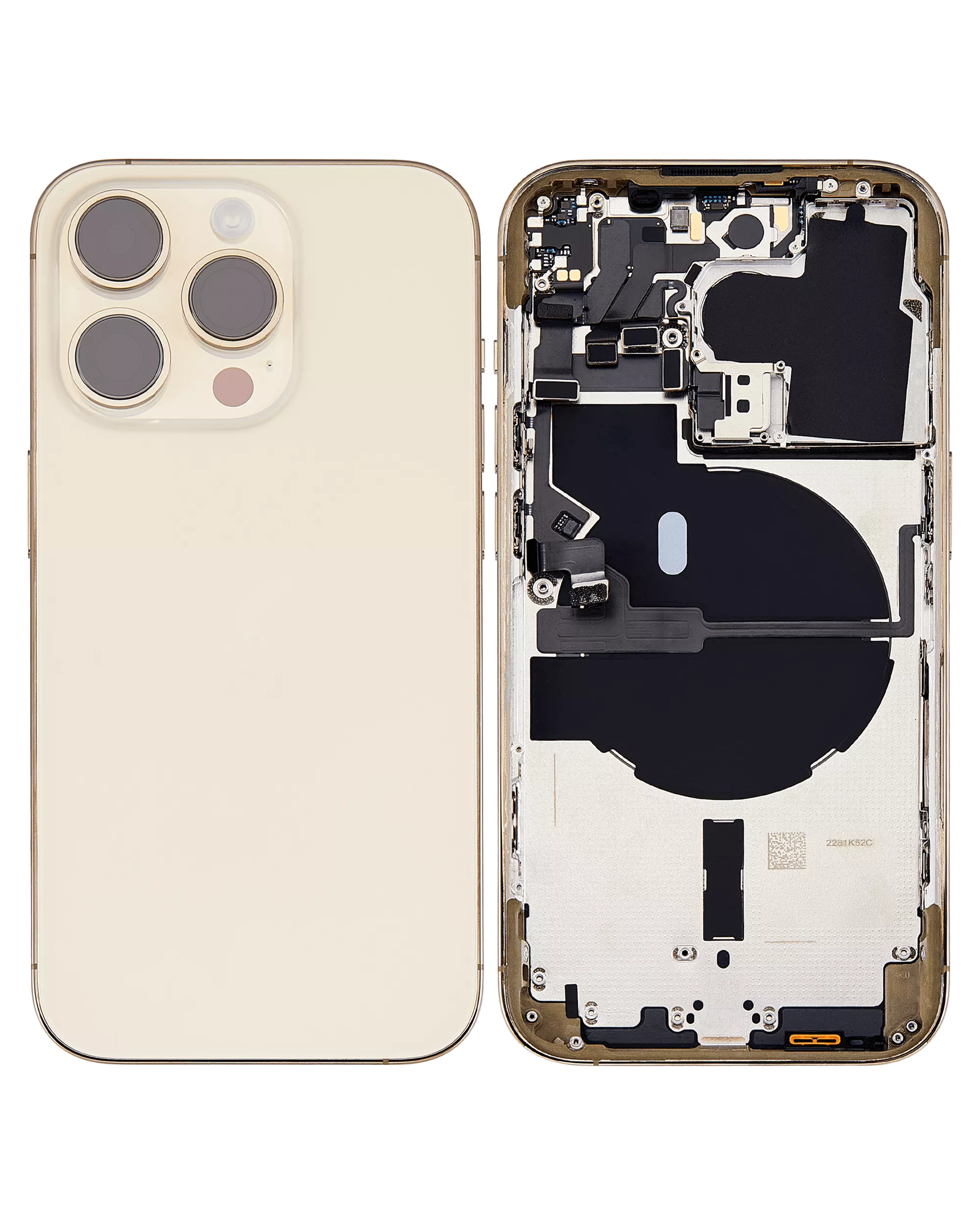 Rückgehäuse mit Kleinteilen für iPhone 14 Pro (EU / globale Version) (ausgebautes Originalteil: Grade A) (Gold) – Bild 2