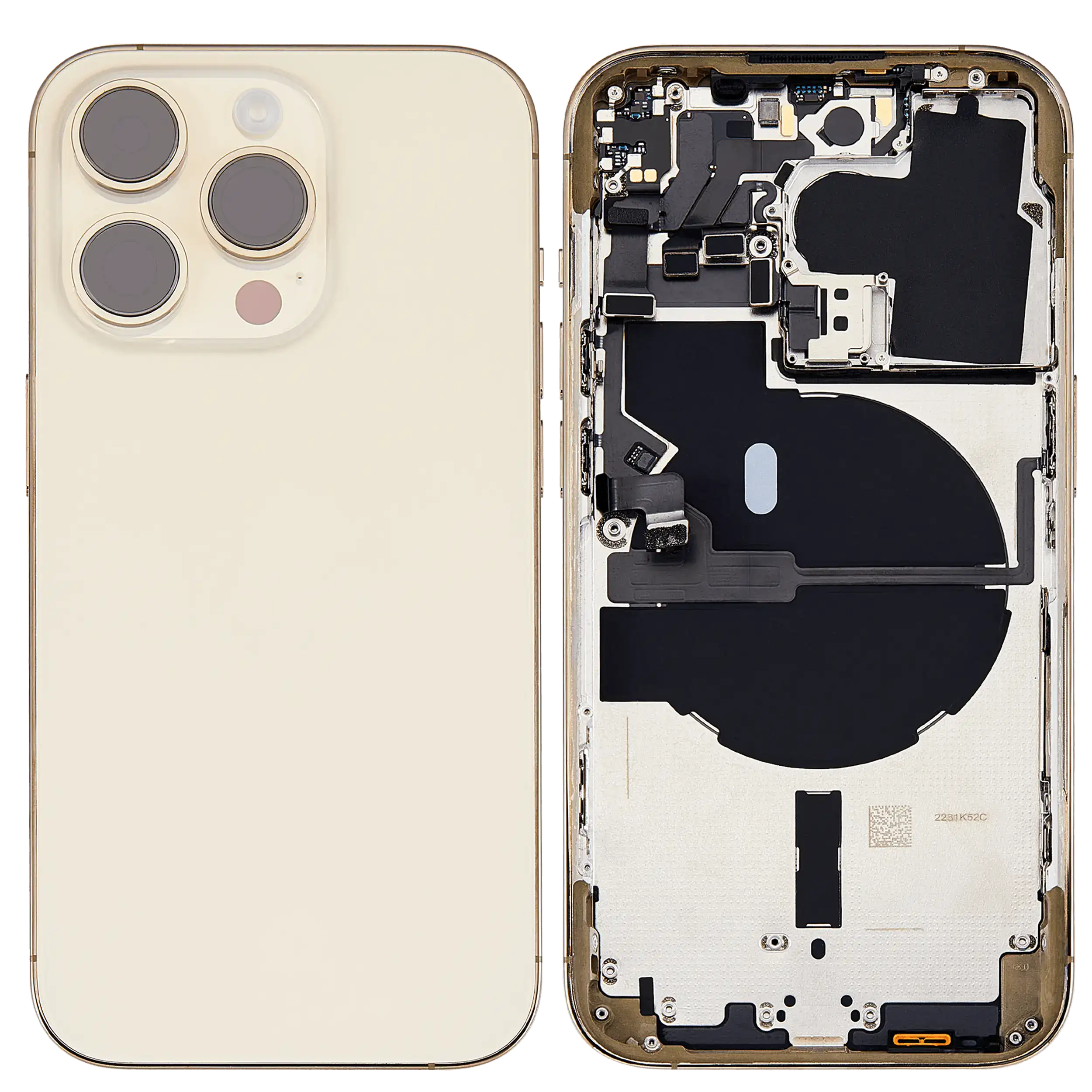 Rückgehäuse mit Kleinteilen für iPhone 14 Pro (US-Version) (ausgebautes Originalteil: Grade C) (Gold) – Bild 2