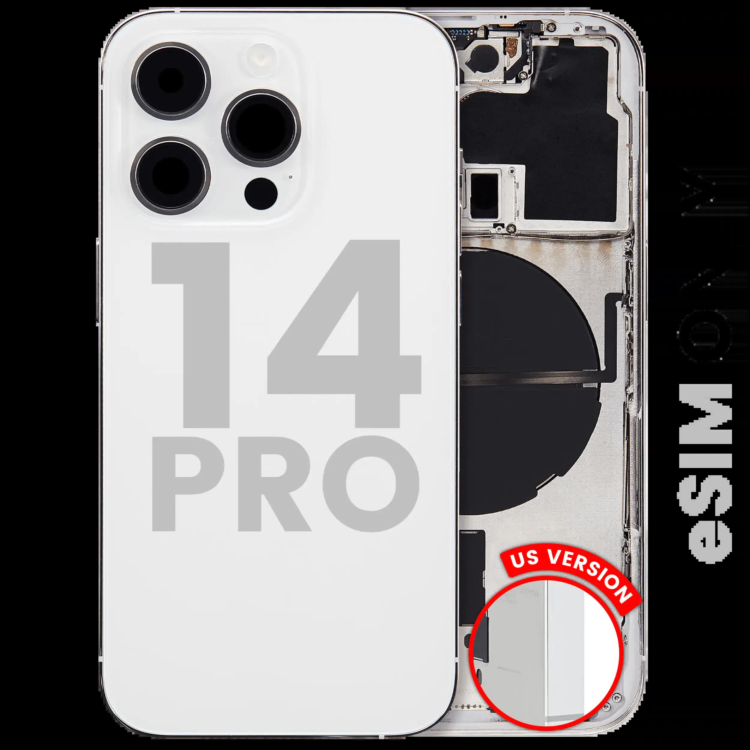 Rückgehäuse mit Kleinteilen für iPhone 14 Pro (US-Version) (ausgebautes Originalteil: Grade C) (Silver (Silber))