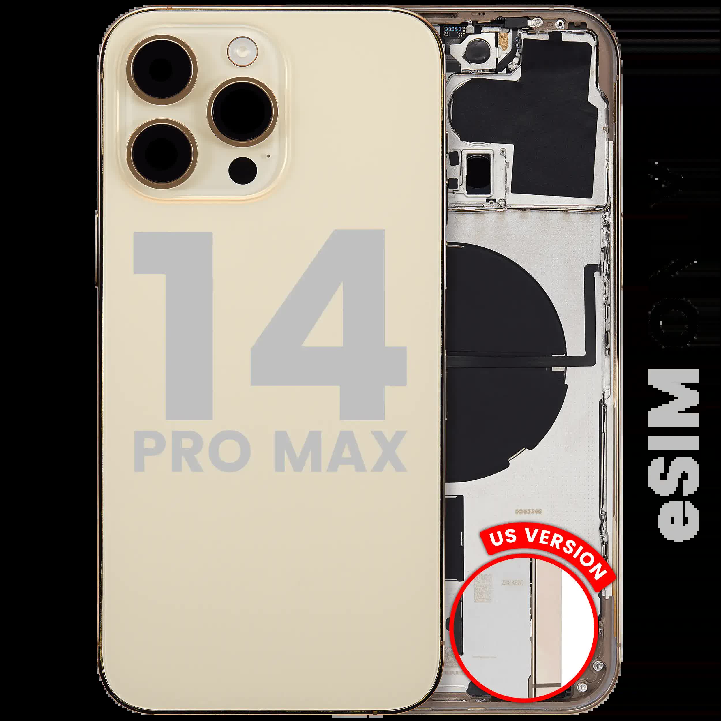 Rückgehäuse mit Kleinteilen für iPhone 14 Pro Max (US-Version) (ausgebautes Originalteil: Grade B) (Gold)