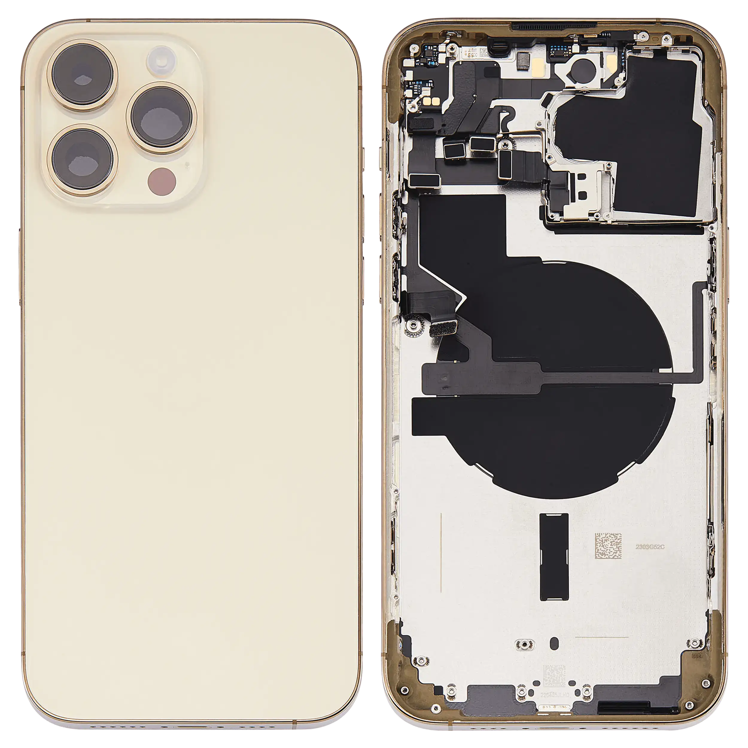Rückgehäuse mit Kleinteilen für iPhone 14 Pro Max (US-Version) (ausgebautes Originalteil: Grade C) (Gold) – Bild 2