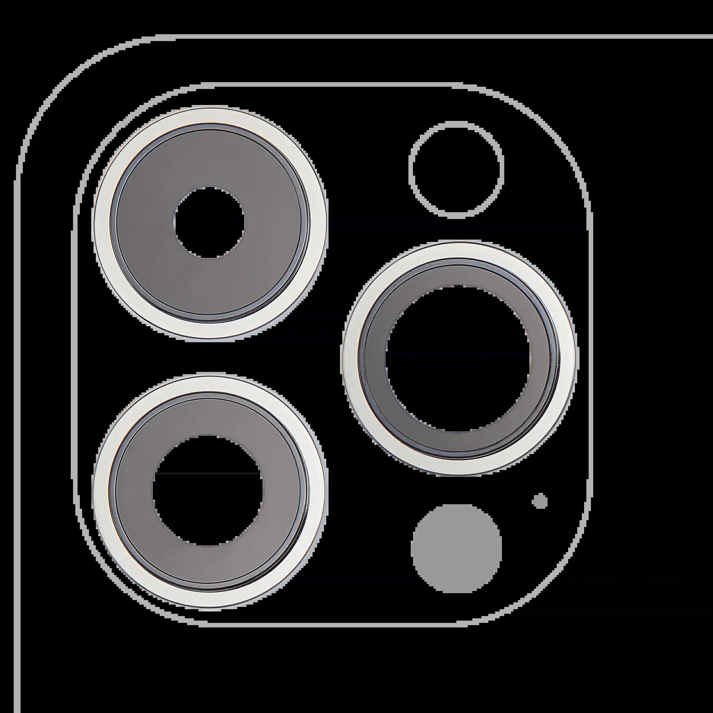Rückkamera-Glas mit Halterung und Blende für iPhone 14 Pro / 14 Pro Max (3-teiliges Set) (Premium) (Silver (Silber))