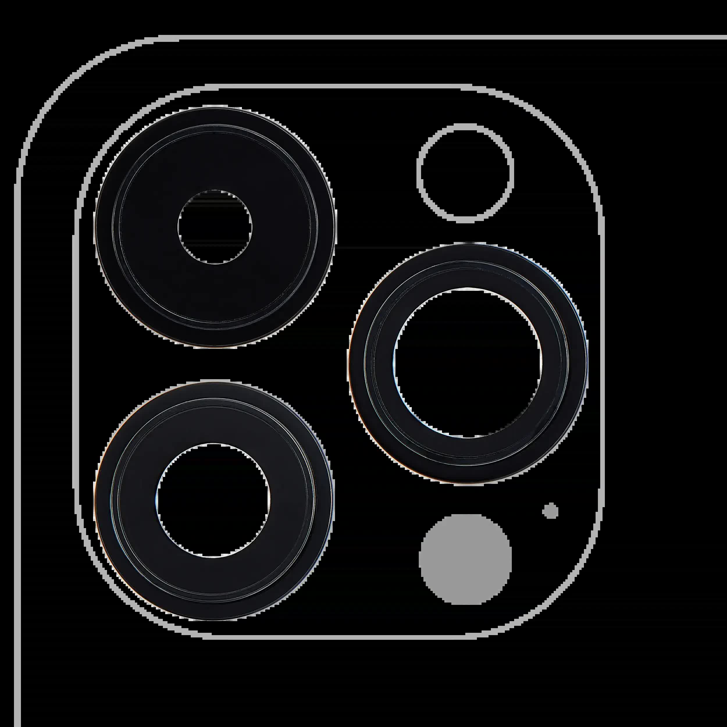 Rückkamera-Glas mit Halterung und Blende für iPhone 14 Pro / 14 Pro Max (3-teiliges Set) (Premium) (Space Black)