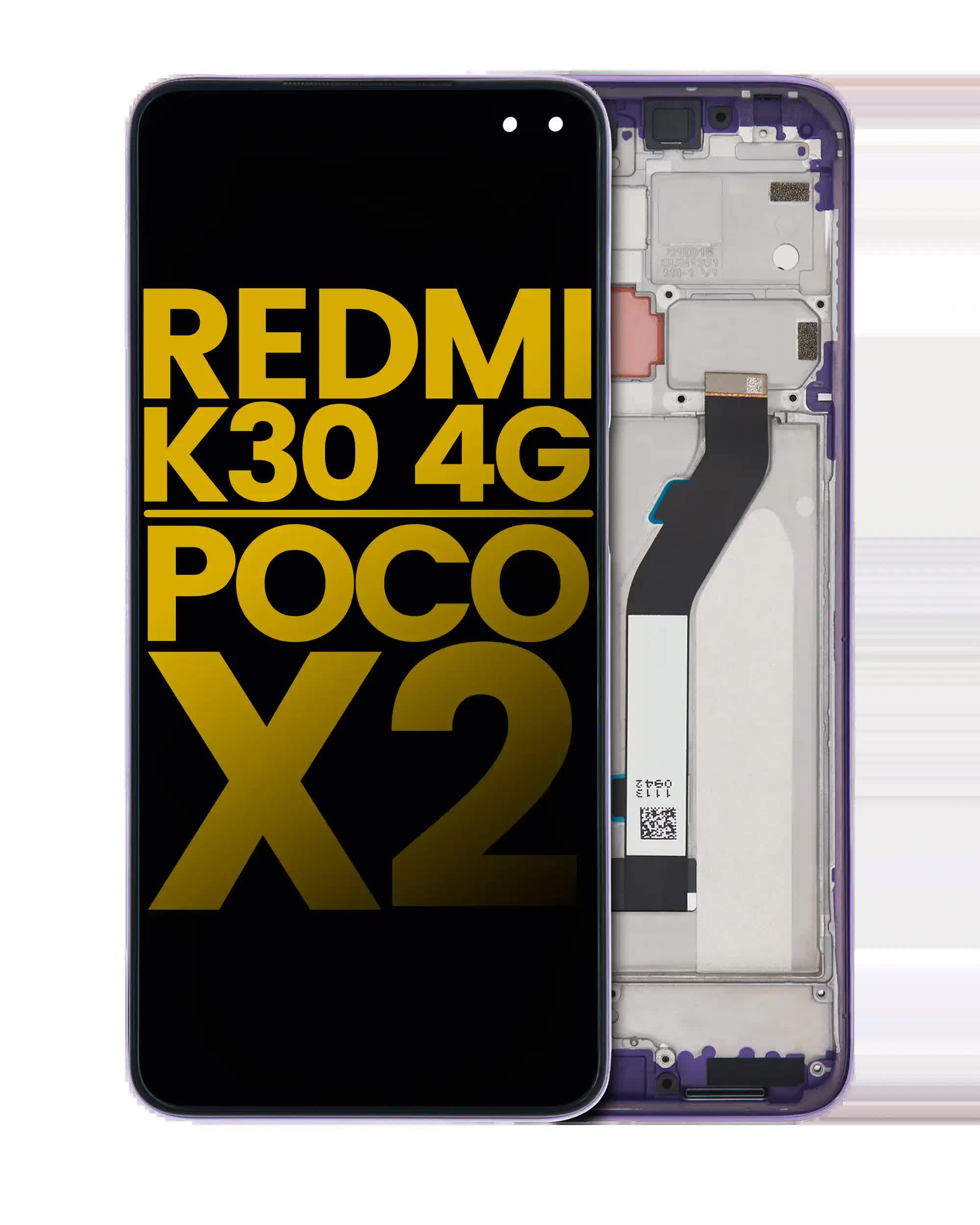 LCD Display mit Rahmen für Xiaomi Redmi K30 4G / Poco X2 (professionell aufgearbeitet) (Purple (Violett))