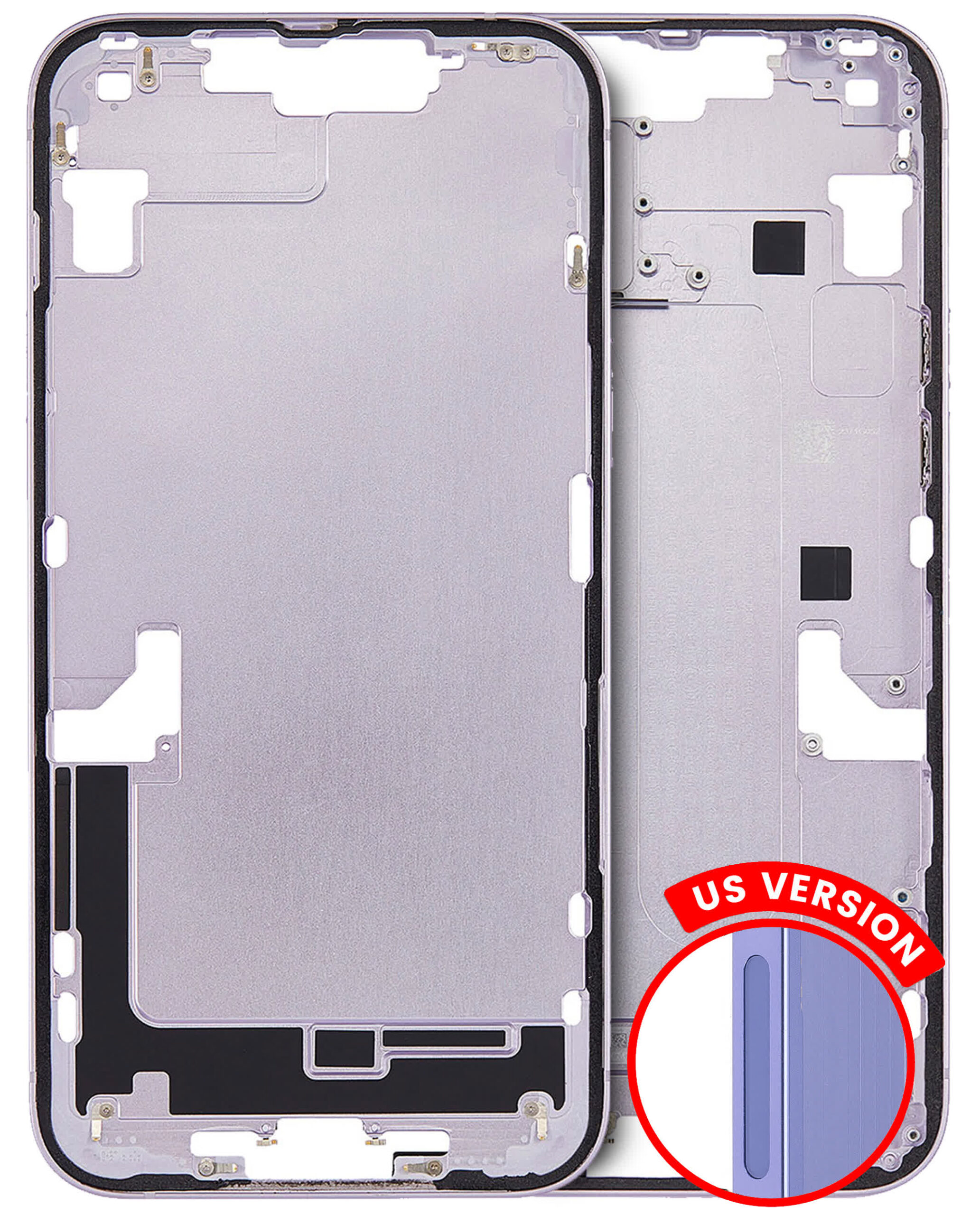 Mittelrahmen mit Kleinteilen für iPhone 14 Plus (US-Version) (ausgebautes Originalteil: Grade A) (Purple (Violett))