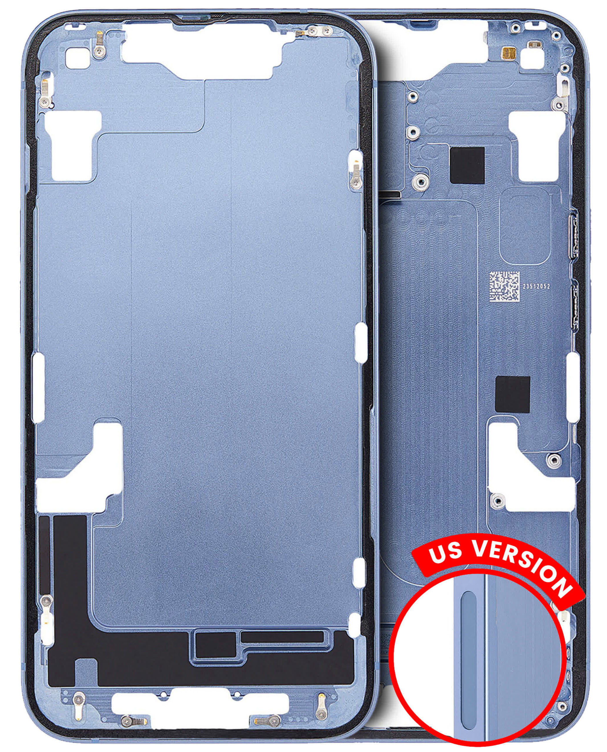 Mittelrahmen mit Kleinteilen für iPhone 14 (US-Version) (ausgebautes Originalteil: Grade A) (Blue (Blau))