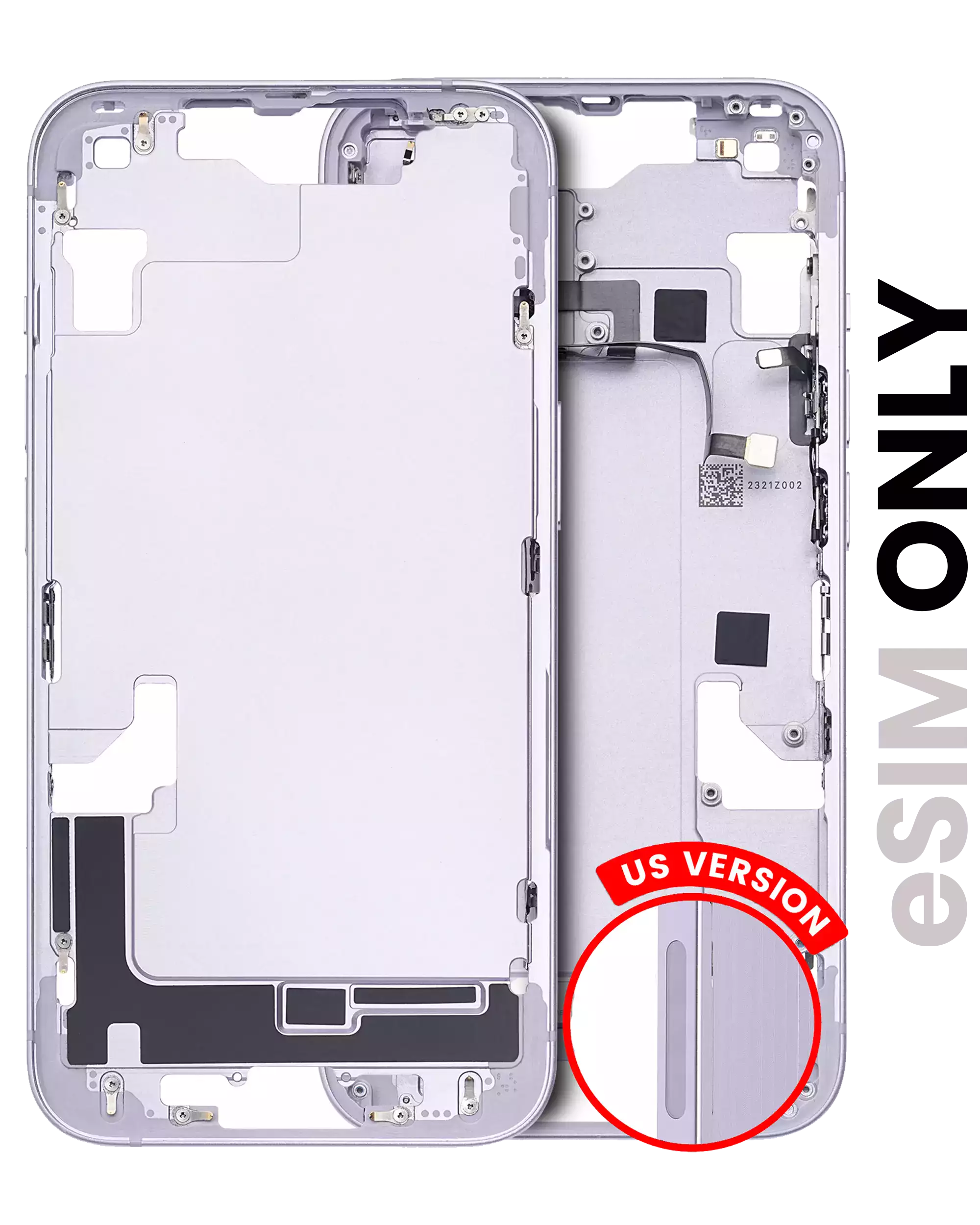 Mittelrahmen mit Kleinteilen für iPhone 14 (US-Version) (ausgebautes Originalteil: Grade A) (Midnight) – Bild 3