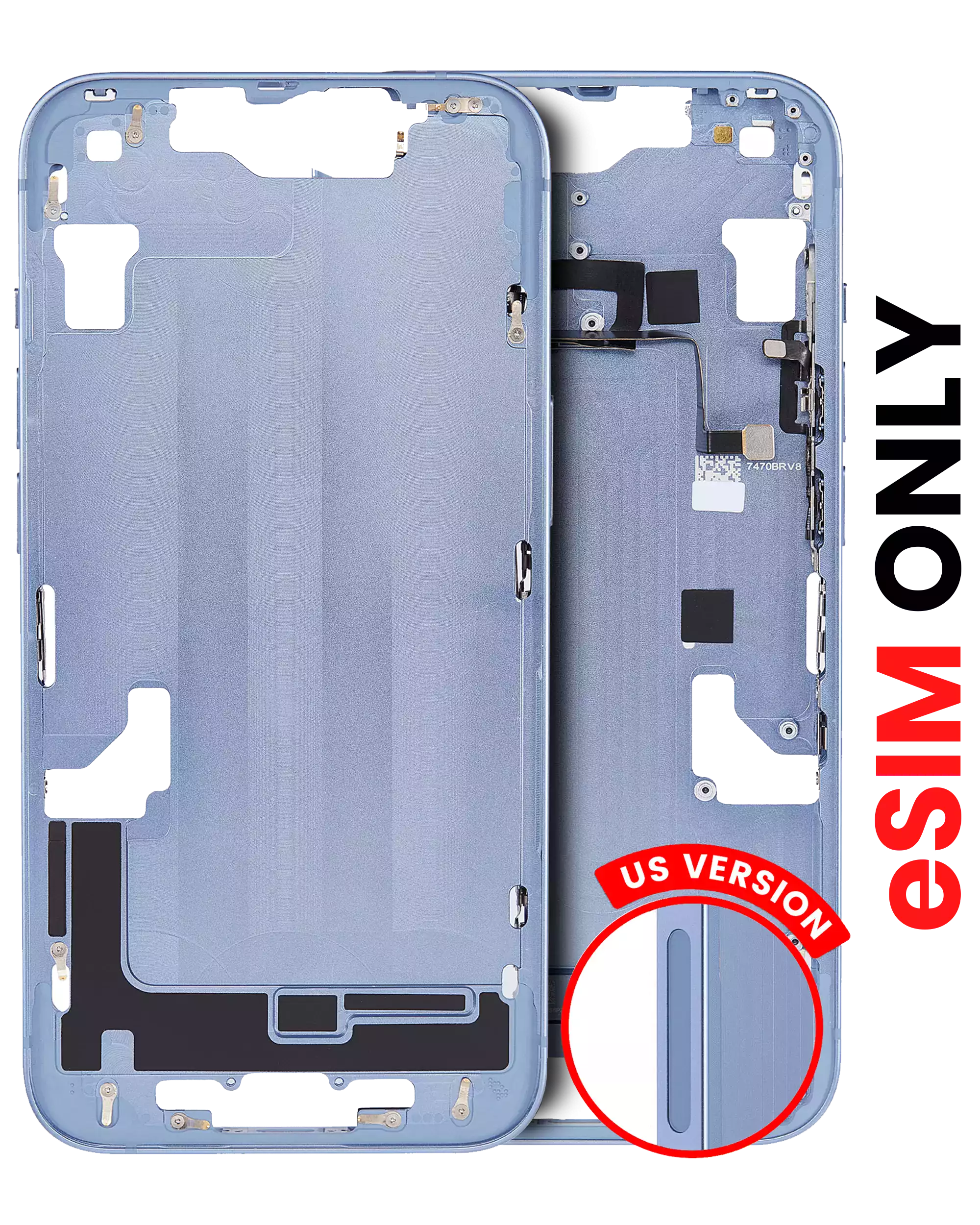 Mittelrahmen mit Kleinteilen für iPhone 14 (US-Version) (ausgebautes Originalteil: Grade A) (Midnight) – Bild 5