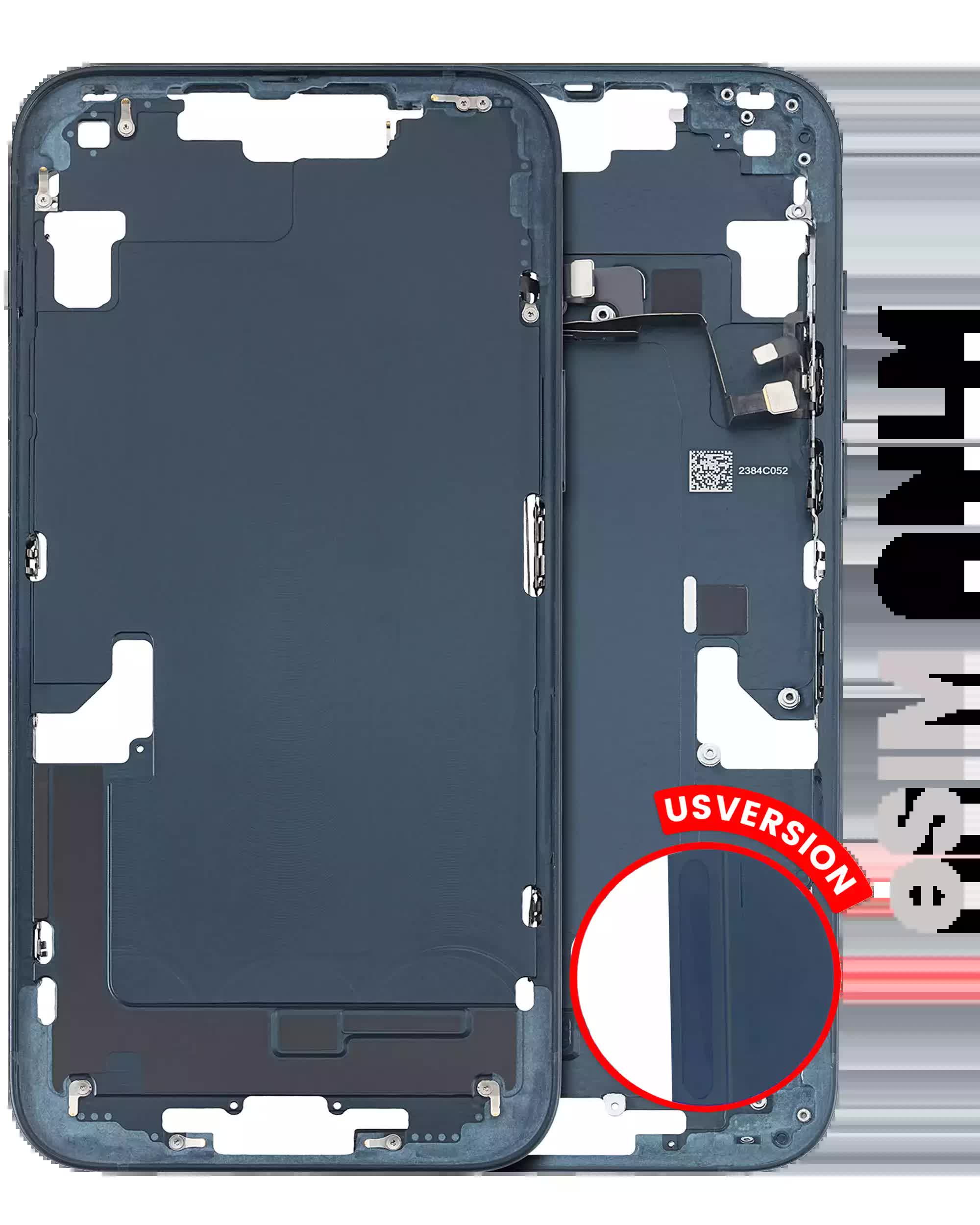 Mittelrahmen mit Kleinteilen für iPhone 14 Plus (US-Version) (ausgebautes Originalteil: Grade B) (Midnight)