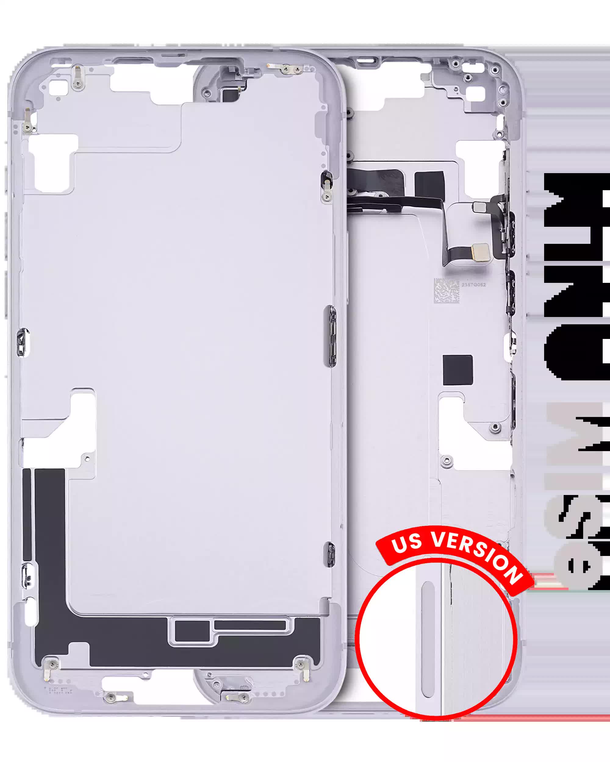 Mittelrahmen mit Kleinteilen für iPhone 14 Plus (US-Version) (ausgebautes Originalteil: Grade B) (Purple (Violett))