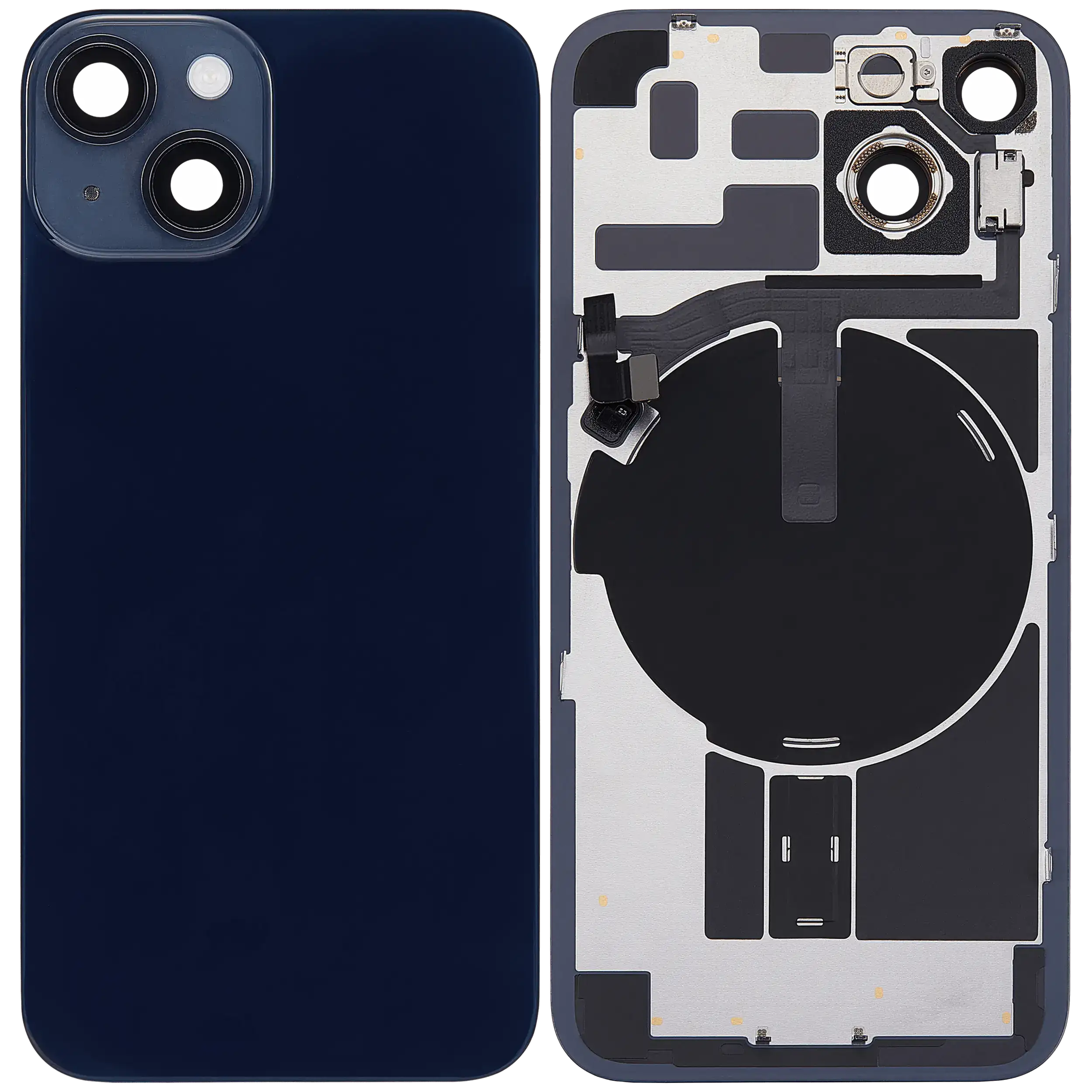Rückglas mit MagSafe Magnet & NFC & Taschenlampen-Flexkabel für iPhone 14 (ausgebautes Originalteil: Grade B) (Midnight) – Bild 2