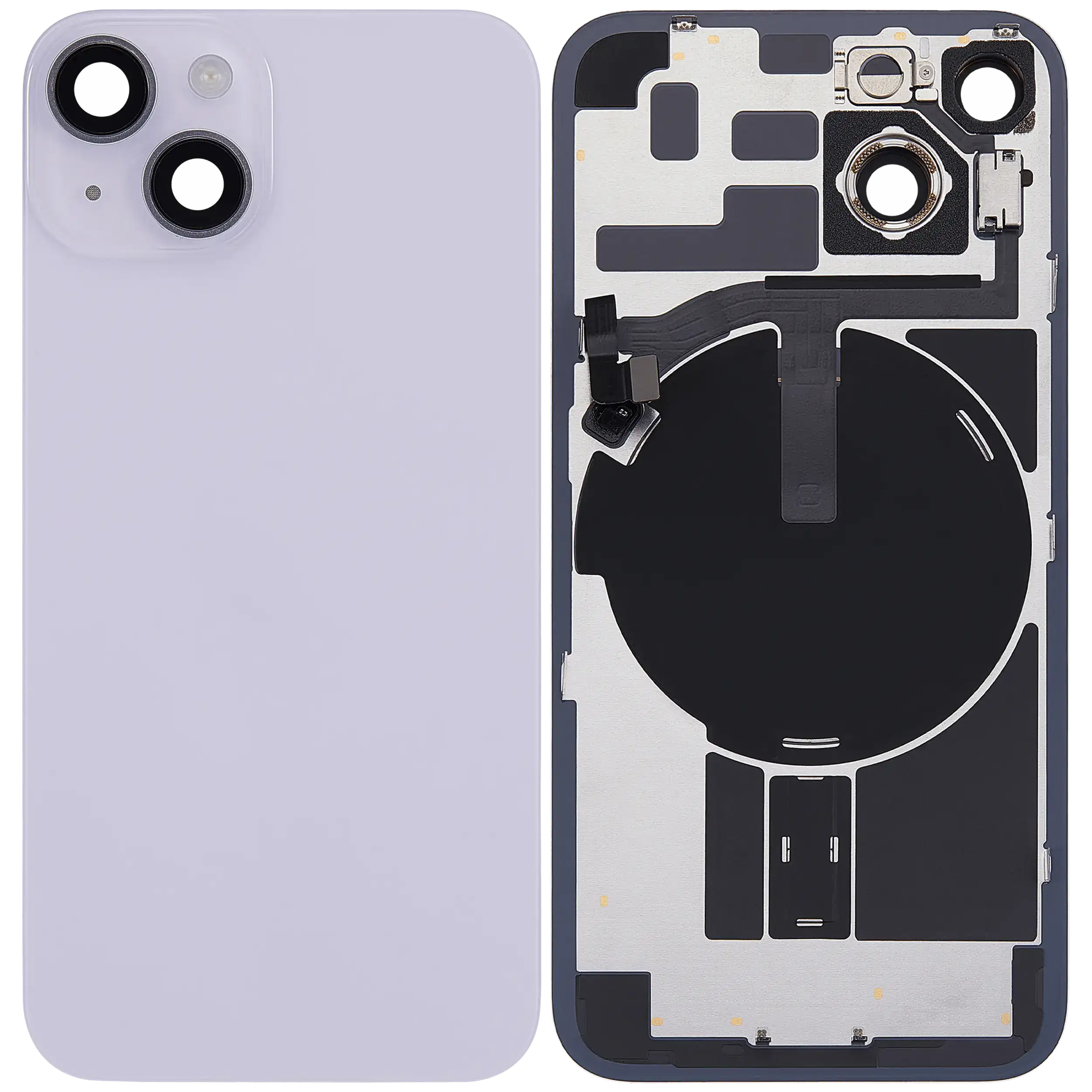 Rückglas mit MagSafe Magnet & NFC & Taschenlampen-Flexkabel für iPhone 14 (ausgebautes Originalteil: Grade B) (Purple (Violett)) – Bild 2