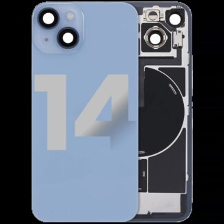 Rückglas mit MagSafe Magnet & NFC & Taschenlampen-Flexkabel für iPhone 14 (ausgebautes Originalteil: Grade B) (Blue (Blau))