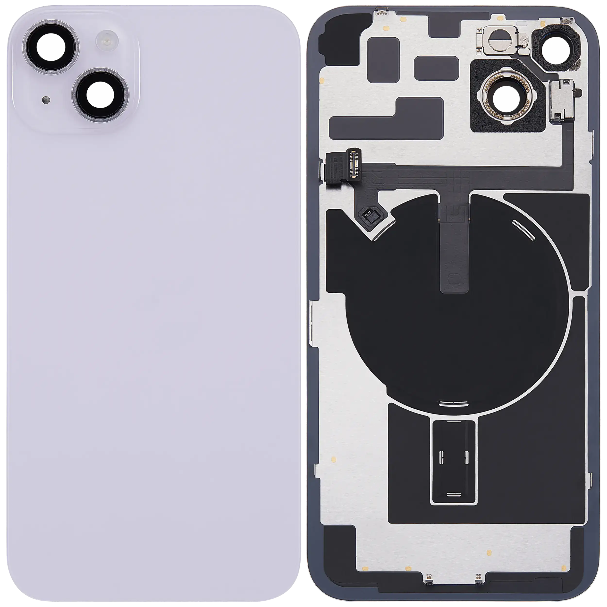 Rückglas mit MagSafe Magnet & NFC & Taschenlampen-Flexkabel für iPhone 14 Plus (ausgebautes Originalteil: Grade B) (Purple (Violett)) – Bild 2