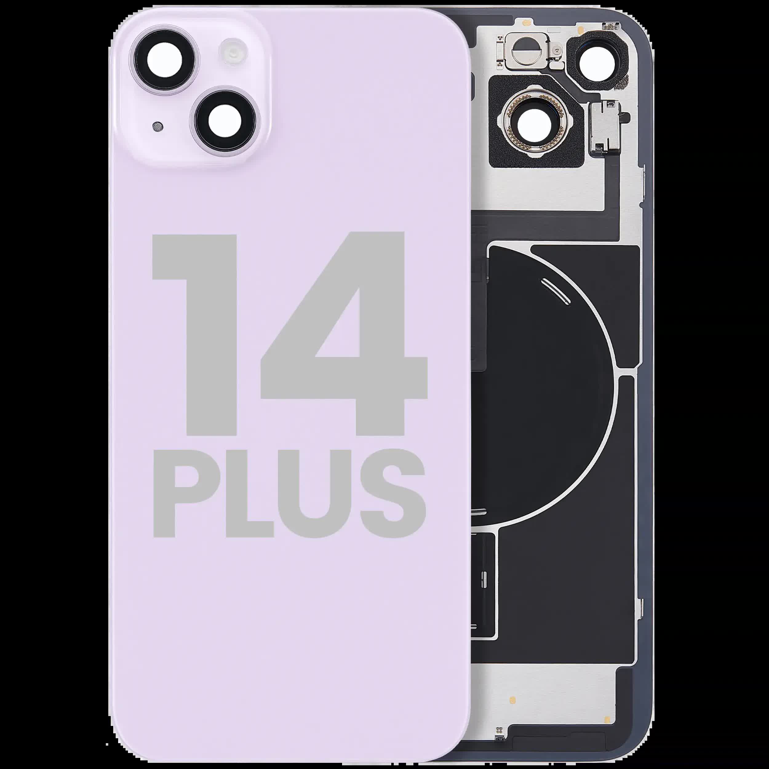 Rückglas mit MagSafe Magnet & NFC & Taschenlampen-Flexkabel für iPhone 14 Plus (ausgebautes Originalteil: Grade B) (Purple (Violett))