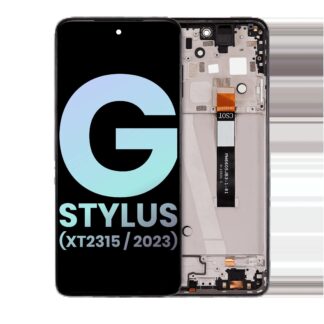 LCD Display mit Rahmen für Motorola Moto G Stylus 5G (XT2315 / 2023) (Original) (Rose Champagne)
