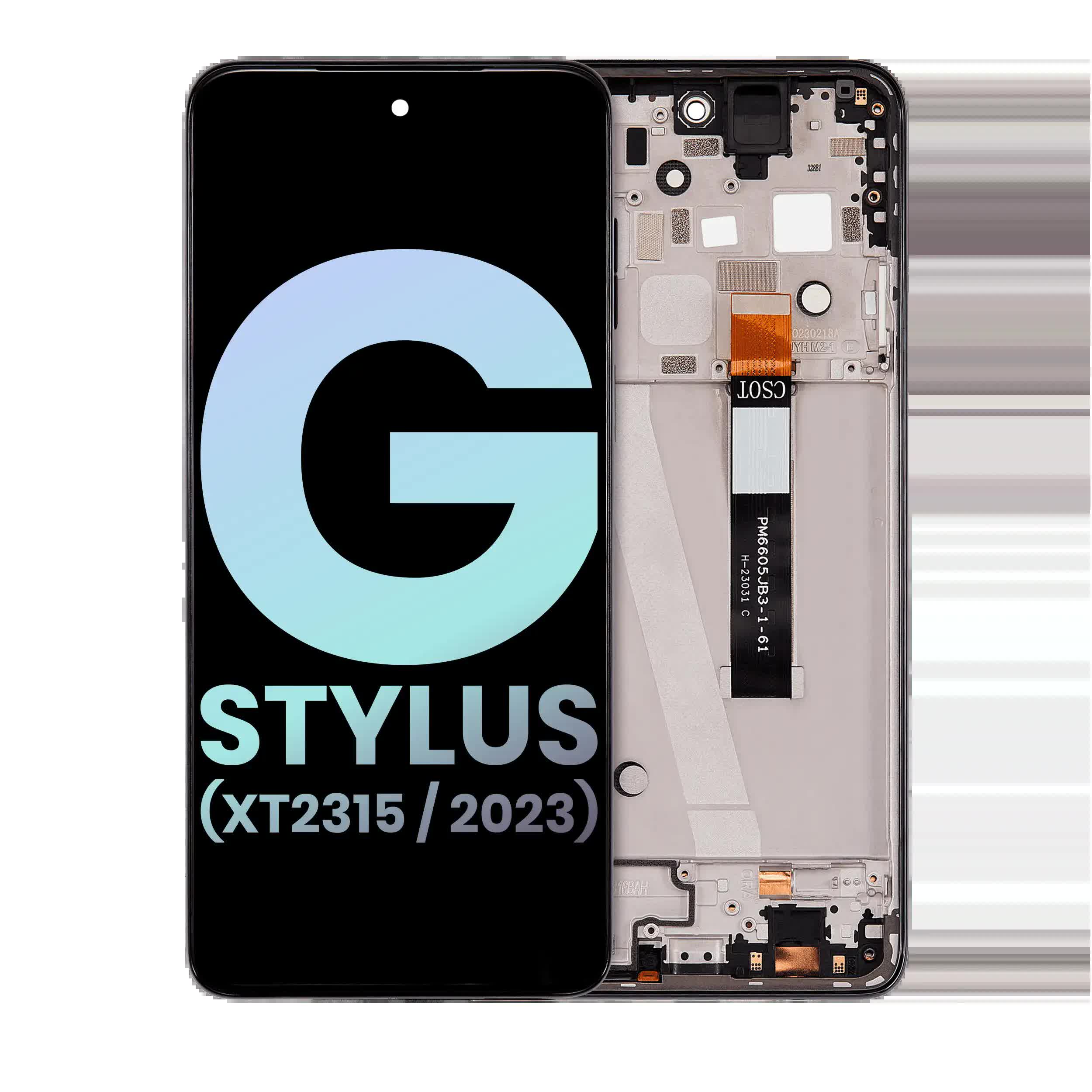 LCD Display mit Rahmen für Motorola Moto G Stylus 5G (XT2315 / 2023) (Original) (Rose Champagne)