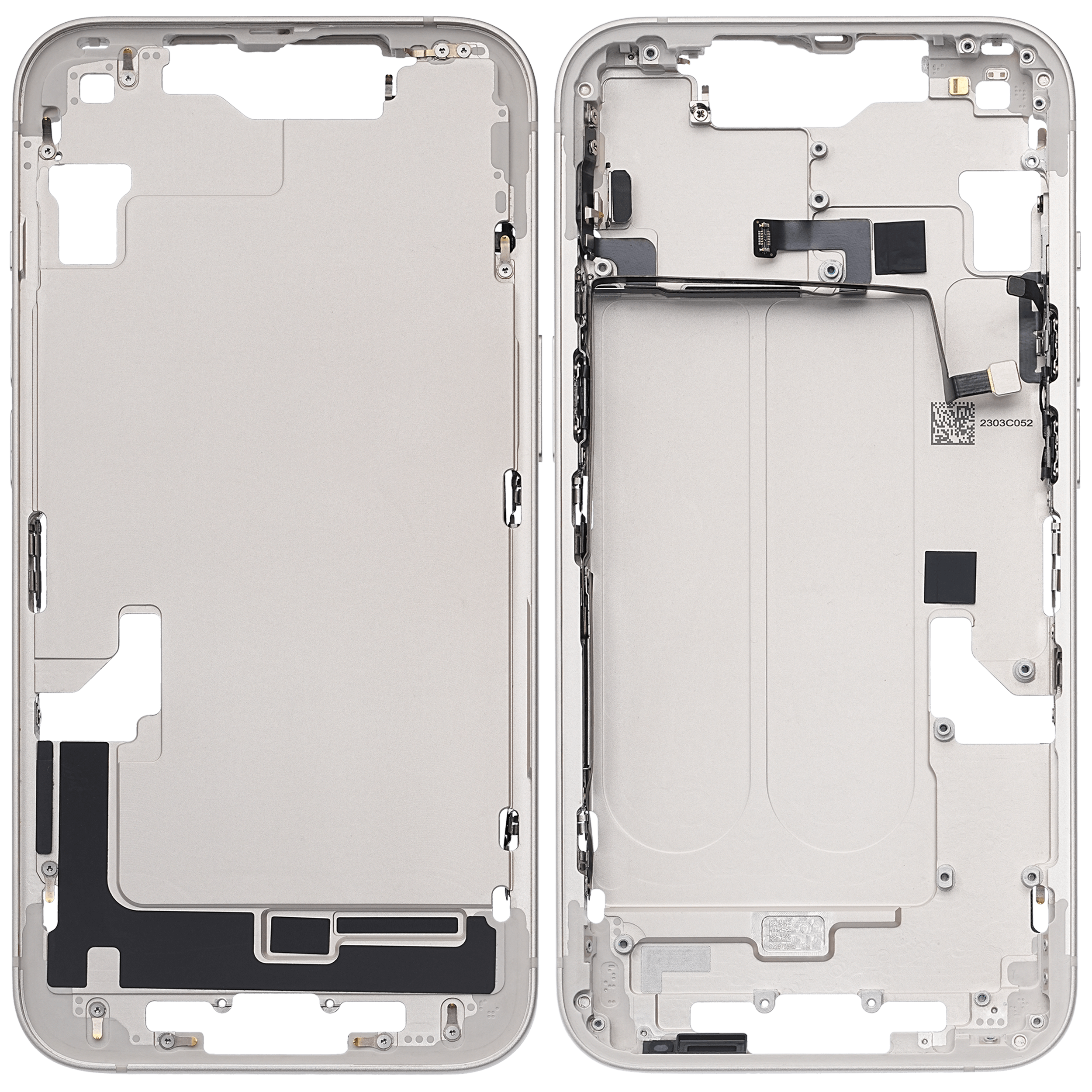 Mittelrahmen mit Kleinteilen für iPhone 14 (US-Version) (ausgebautes Originalteil: Grade B) (Starlight) – Bild 2