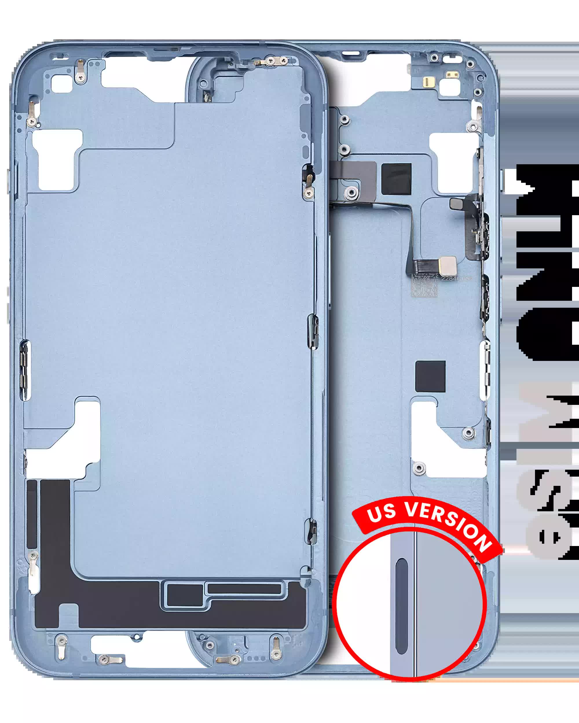 Mittelrahmen mit Kleinteilen für iPhone 14 (US-Version) (ausgebautes Originalteil: Grade B) (Blue (Blau))