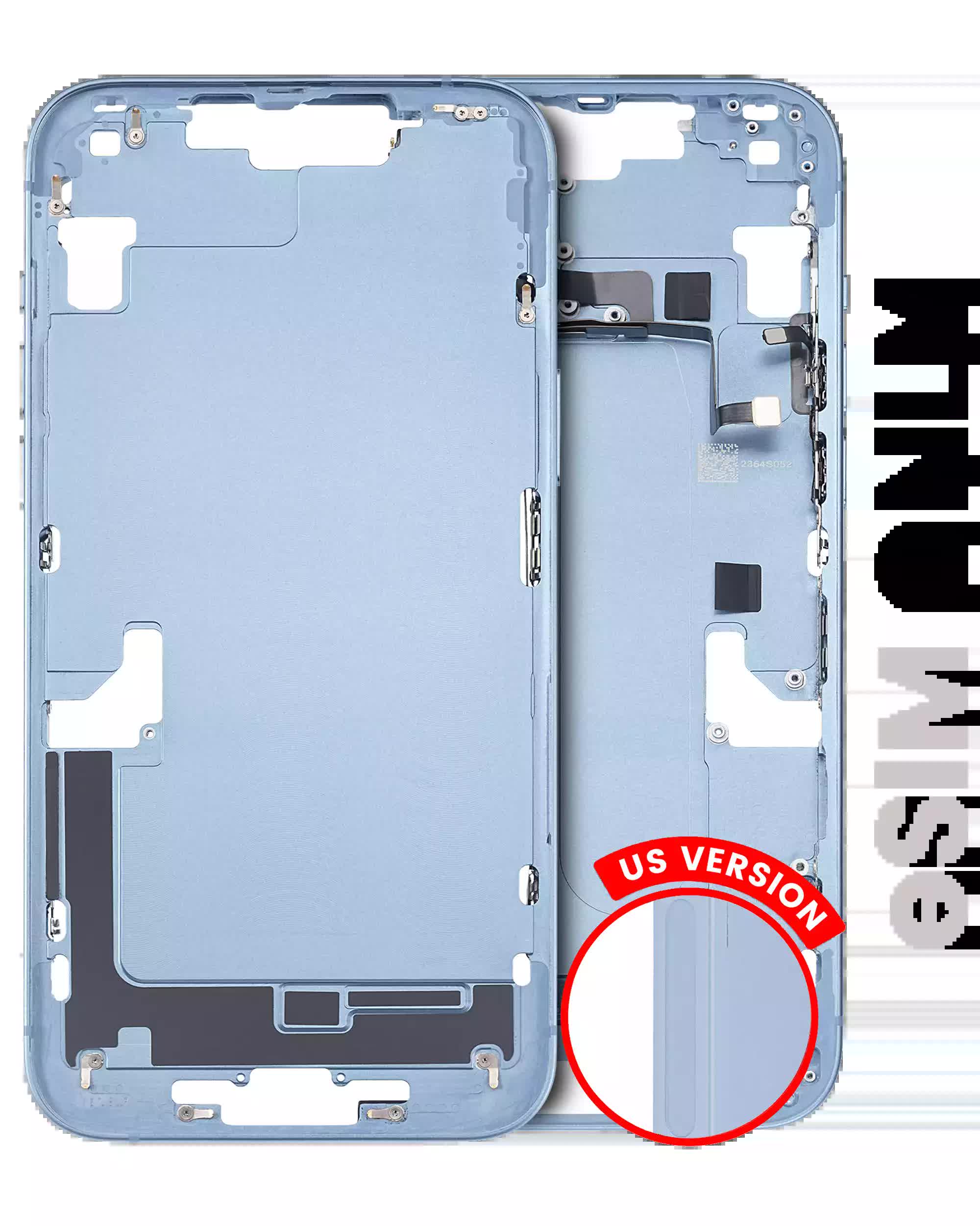 Mittelrahmen mit Kleinteilen für iPhone 14 Plus (US-Version) (ausgebautes Originalteil: Grade B) (Blue (Blau))