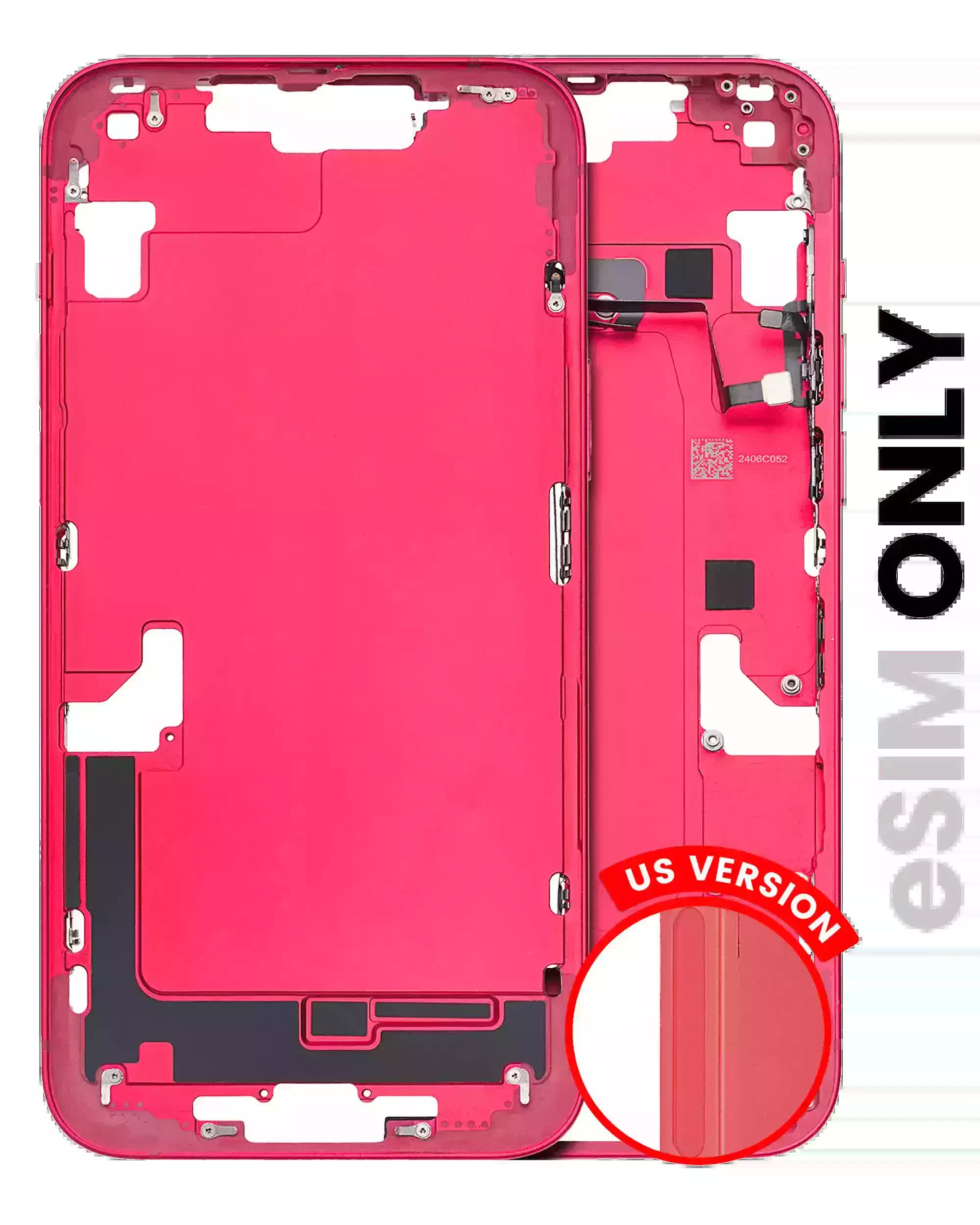 Mittelrahmen mit Kleinteilen für iPhone 14 Plus (US-Version) (ausgebautes Originalteil: Grade B) (Red (Rot))